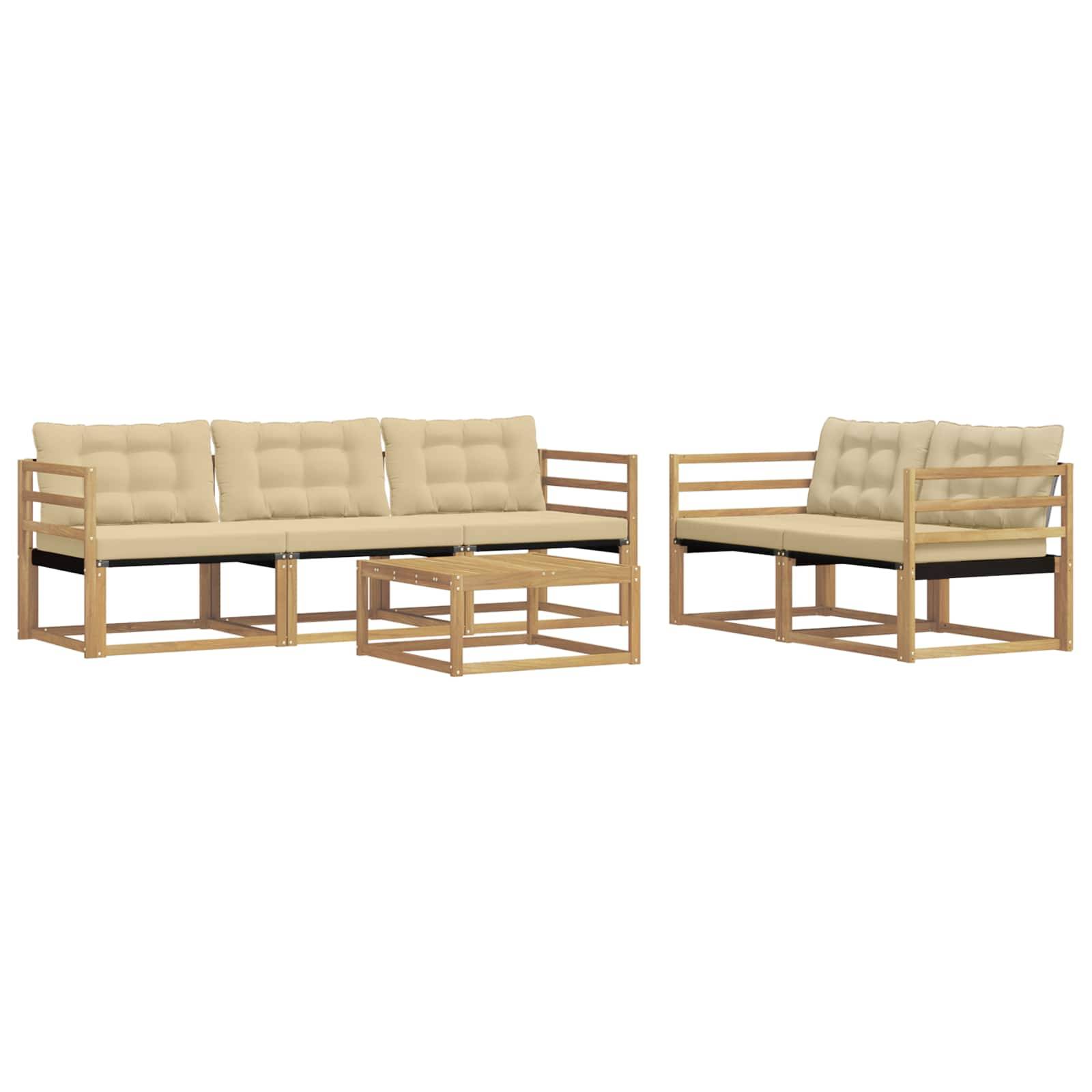 vidaXL Outdoor-Sofagarnitur 6 pcs Weiß und Beige 79 x 79 x 37 cm