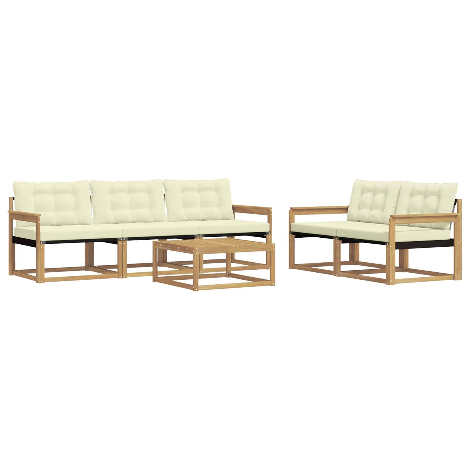 vidaXL Outdoor-Sofagarnitur 6 pcs Weiß und Creme 79 x 79 x 37 cm
