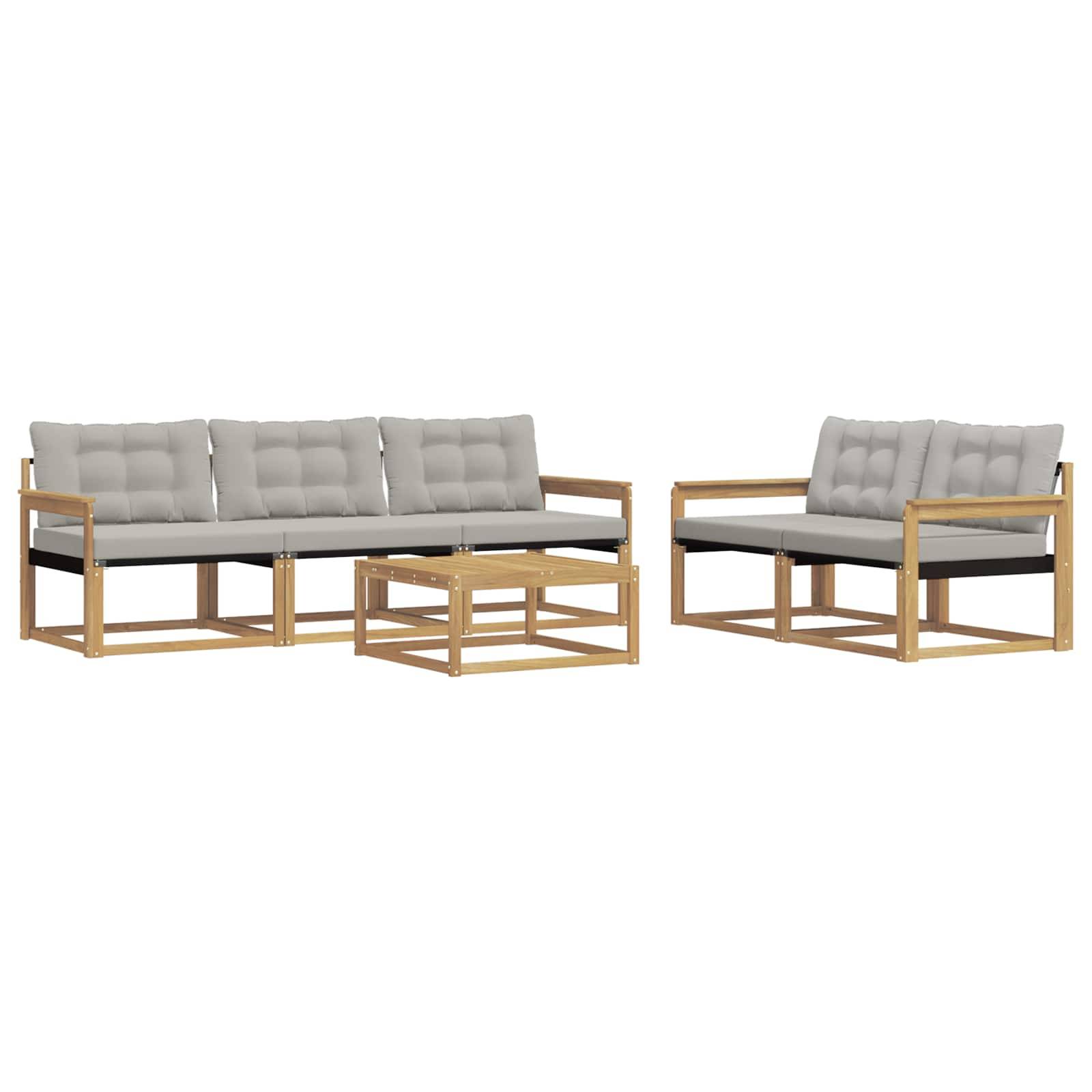 vidaXL Outdoor-Sofagarnitur 6 pcs Weiß und Hellgrau 79 x 79 x 37 cm