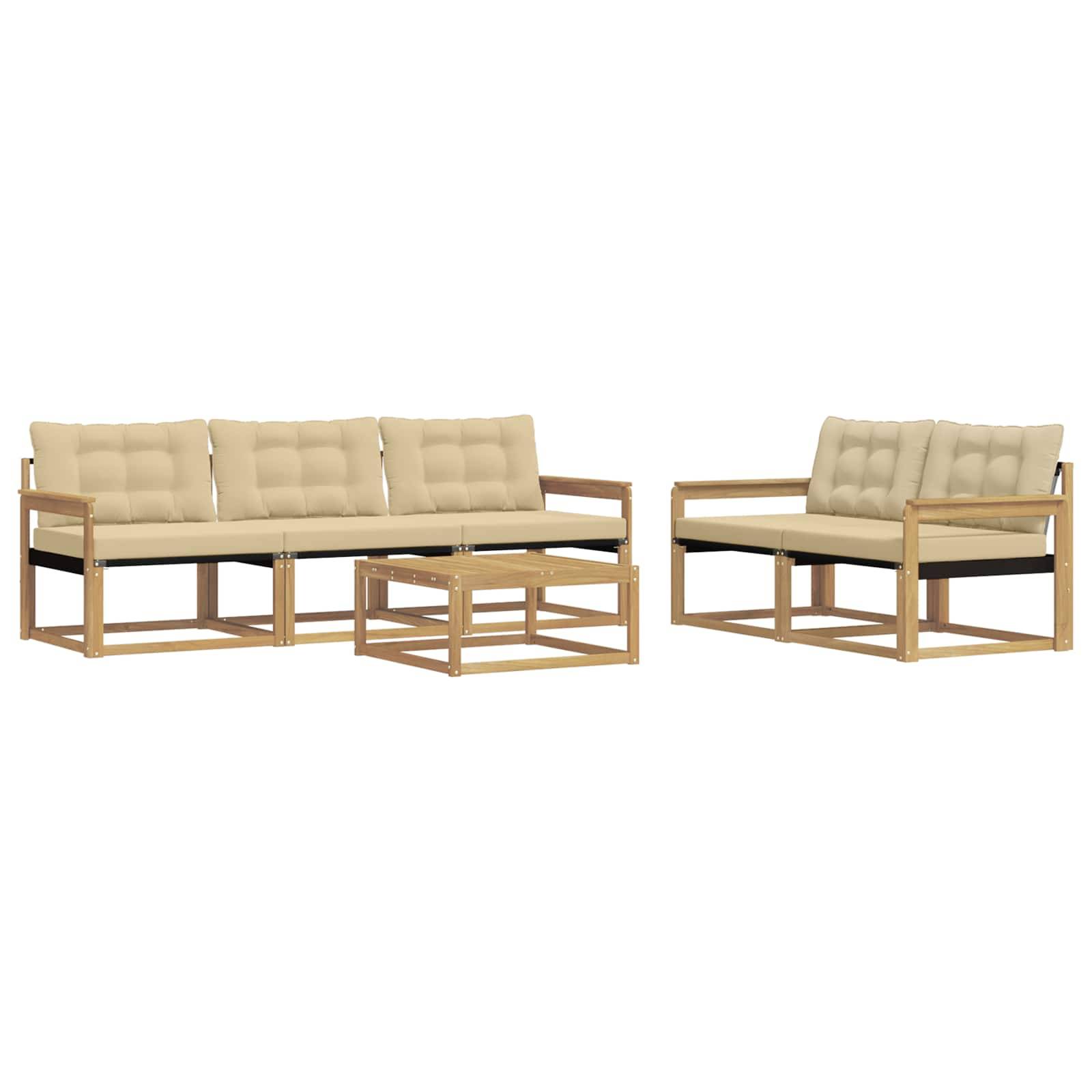 vidaXL Outdoor-Sofagarnitur 6 pcs Weiß und Beige 79 x 79 x 37 cm