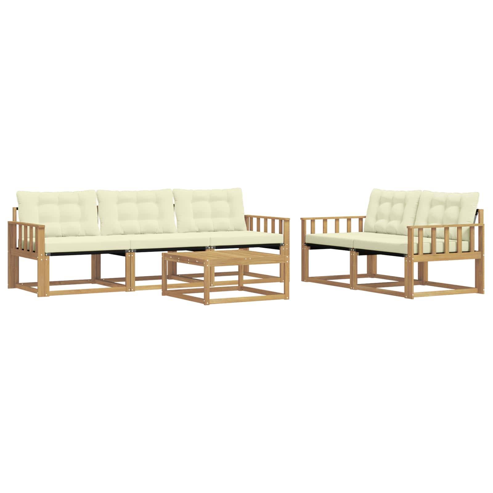 vidaXL Outdoor-Sofagarnitur 6 pcs Weiß und Creme 79 x 79 x 37 cm