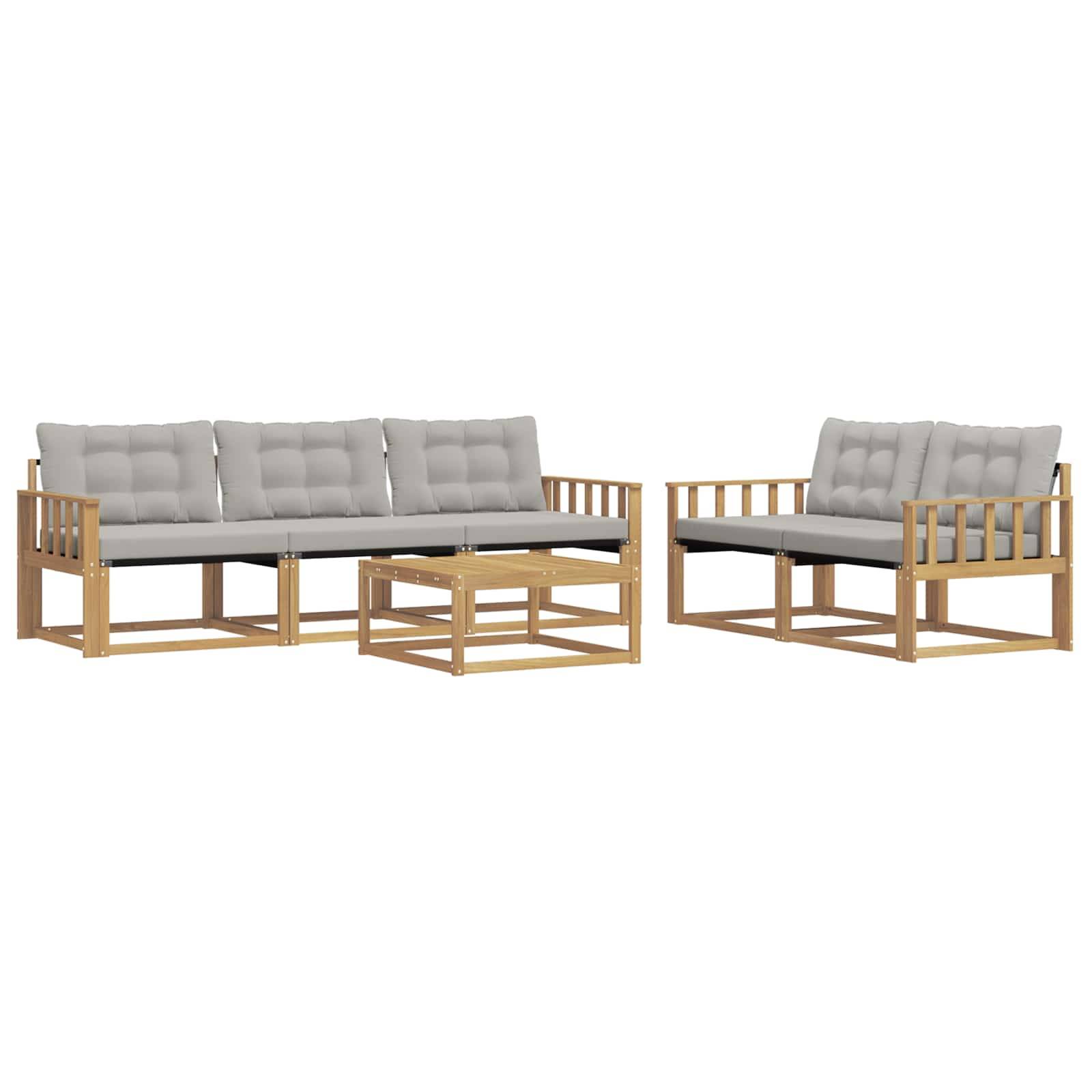 vidaXL Outdoor-Sofagarnitur 6 pcs Weiß und Hellgrau 79 x 79 x 37 cm