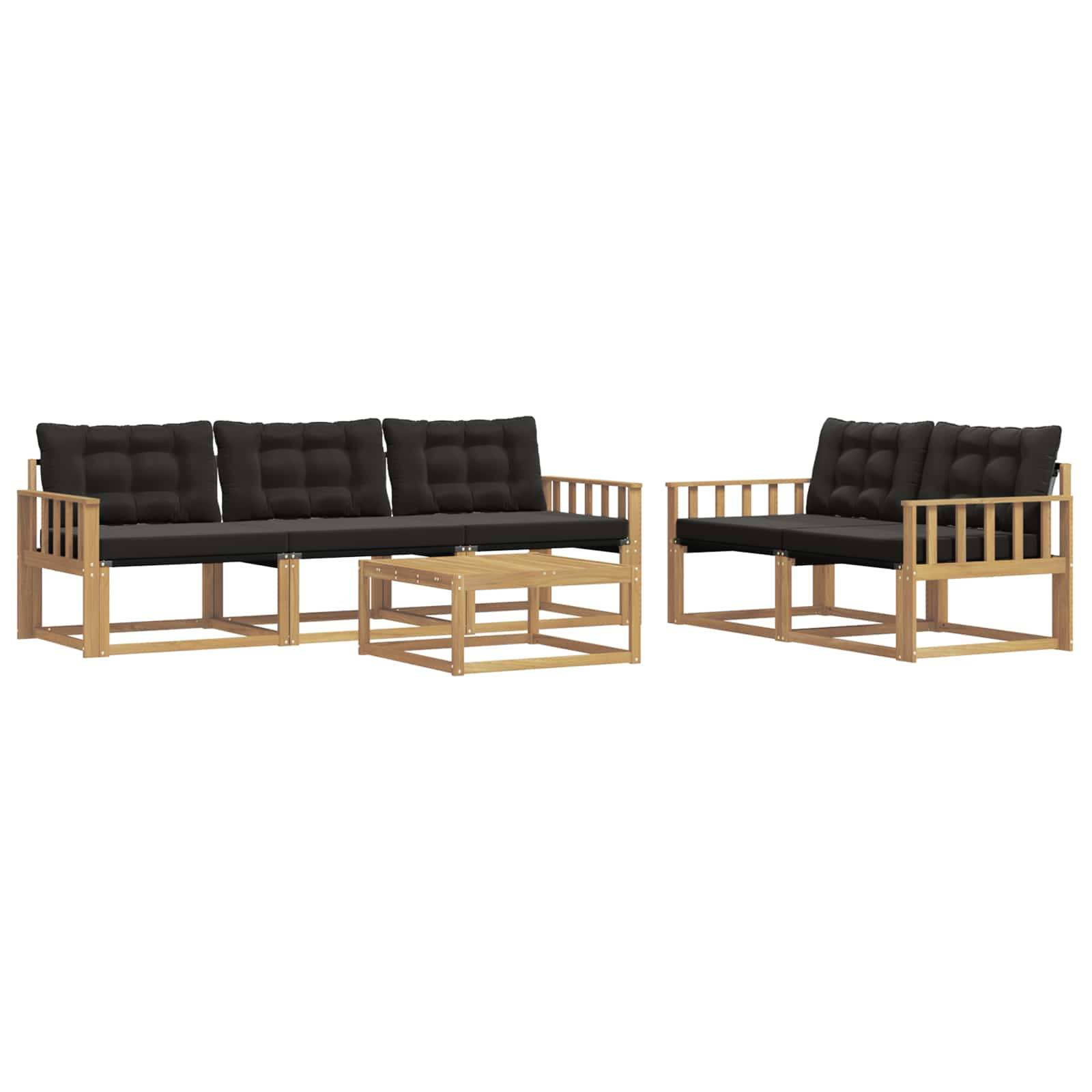 vidaXL Outdoor-Sofagarnitur 6 pcs Weiß und Schwarz 79 x 79 x 37 cm