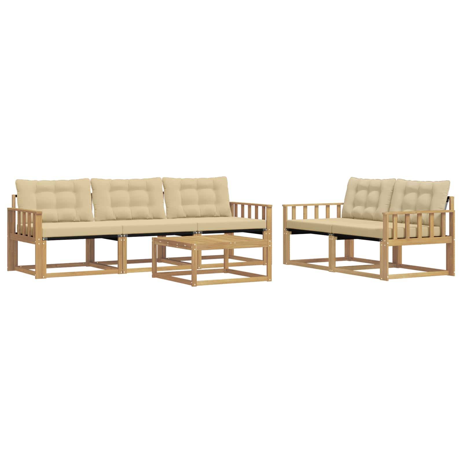vidaXL Outdoor-Sofagarnitur 6 pcs Weiß und Beige 79 x 79 x 37 cm