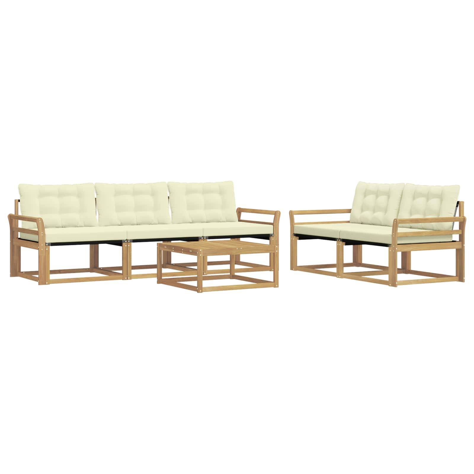 vidaXL Outdoor-Sofagarnitur 6 pcs Weiß und Creme 79 x 79 x 37 cm