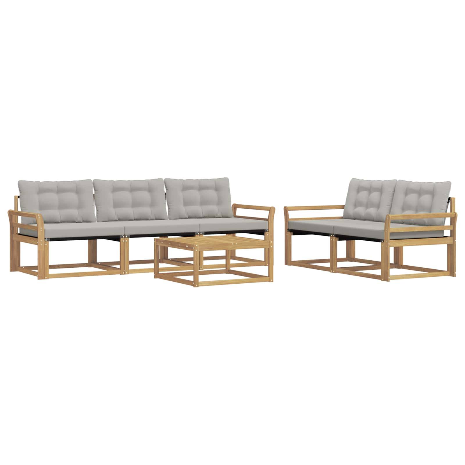 vidaXL Outdoor-Sofagarnitur 6 pcs Weiß und Hellgrau 79 x 79 x 37 cm
