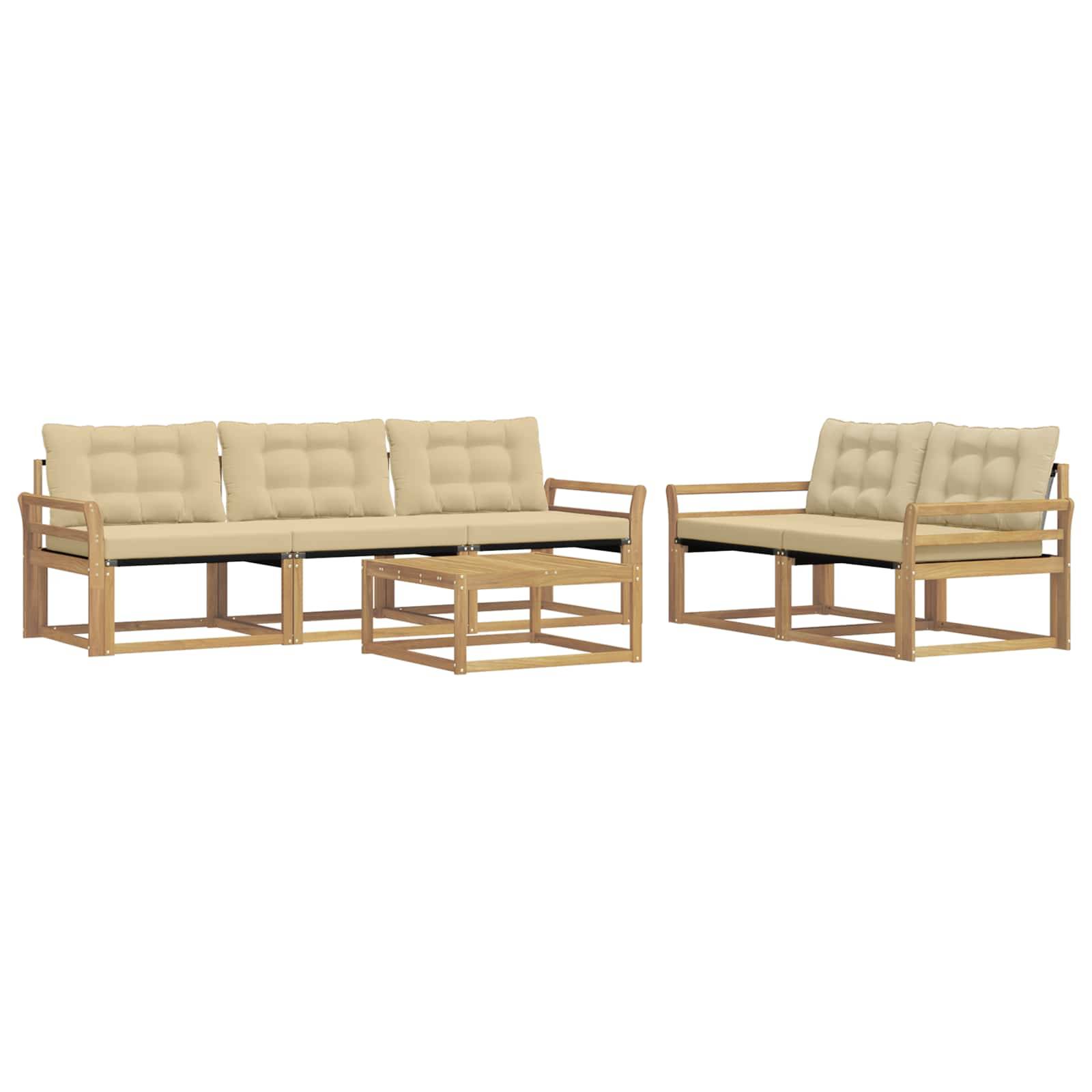 vidaXL Outdoor-Sofagarnitur 6 pcs Weiß und Beige 79 x 79 x 37 cm
