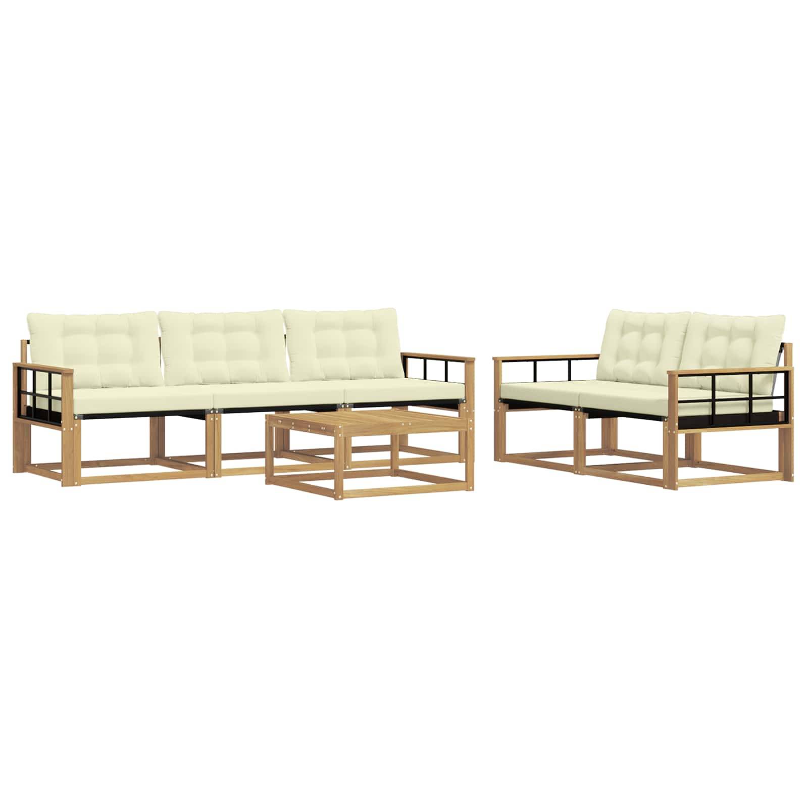 vidaXL Outdoor-Sofagarnitur 6 pcs Weiß und Creme 79 x 79 x 37 cm