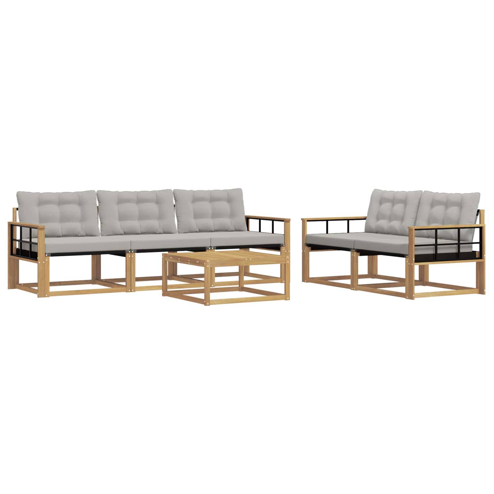 vidaXL Outdoor-Sofagarnitur 6 pcs Weiß und Hellgrau 79 x 79 x 37 cm