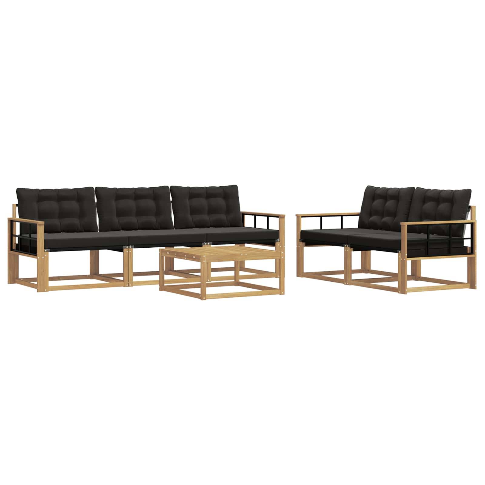vidaXL Outdoor-Sofagarnitur 6 pcs Weiß und Schwarz 79 x 79 x 37 cm