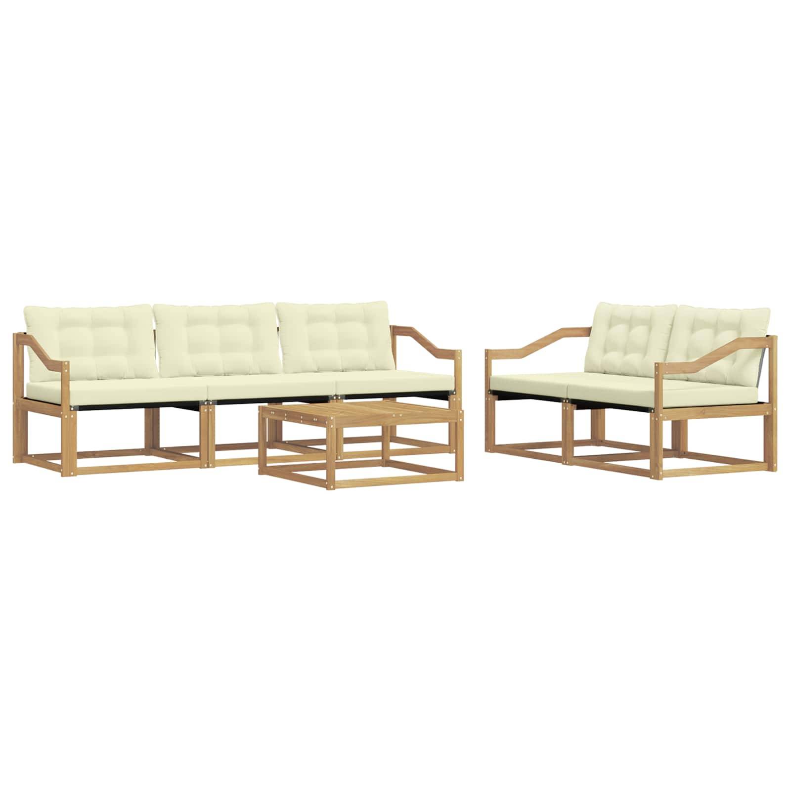 vidaXL Outdoor-Sofagarnitur 6 pcs Weiß und Creme 79 x 79 x 37 cm