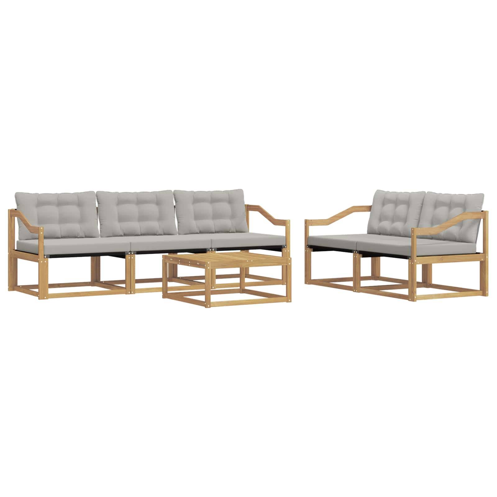 vidaXL Outdoor-Sofagarnitur 6 pcs Weiß und Hellgrau 79 x 79 x 37 cm