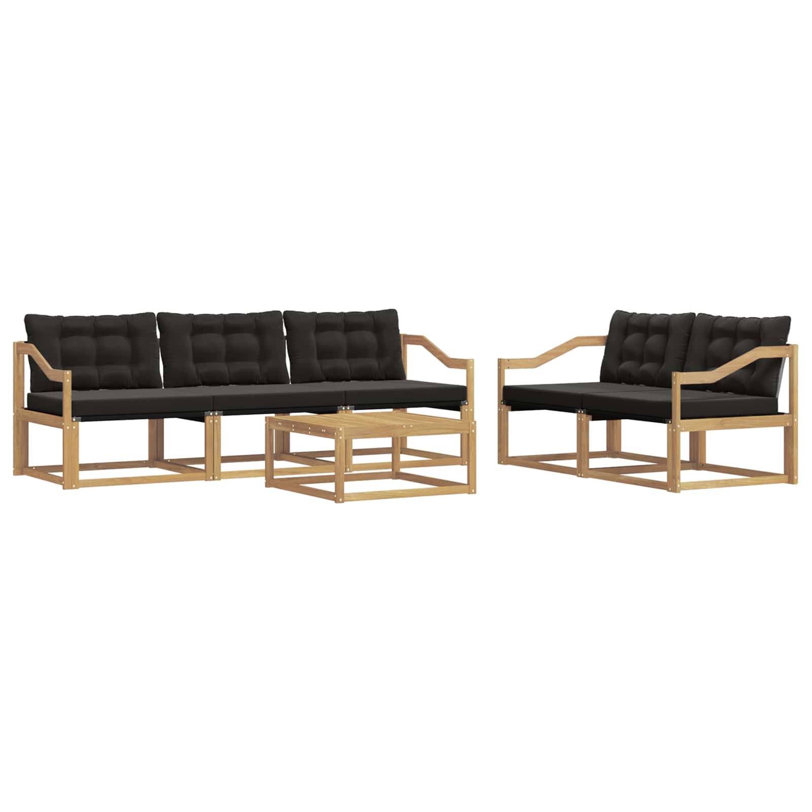 vidaXL Outdoor-Sofagarnitur 6 pcs Weiß und Schwarz 79 x 79 x 37 cm