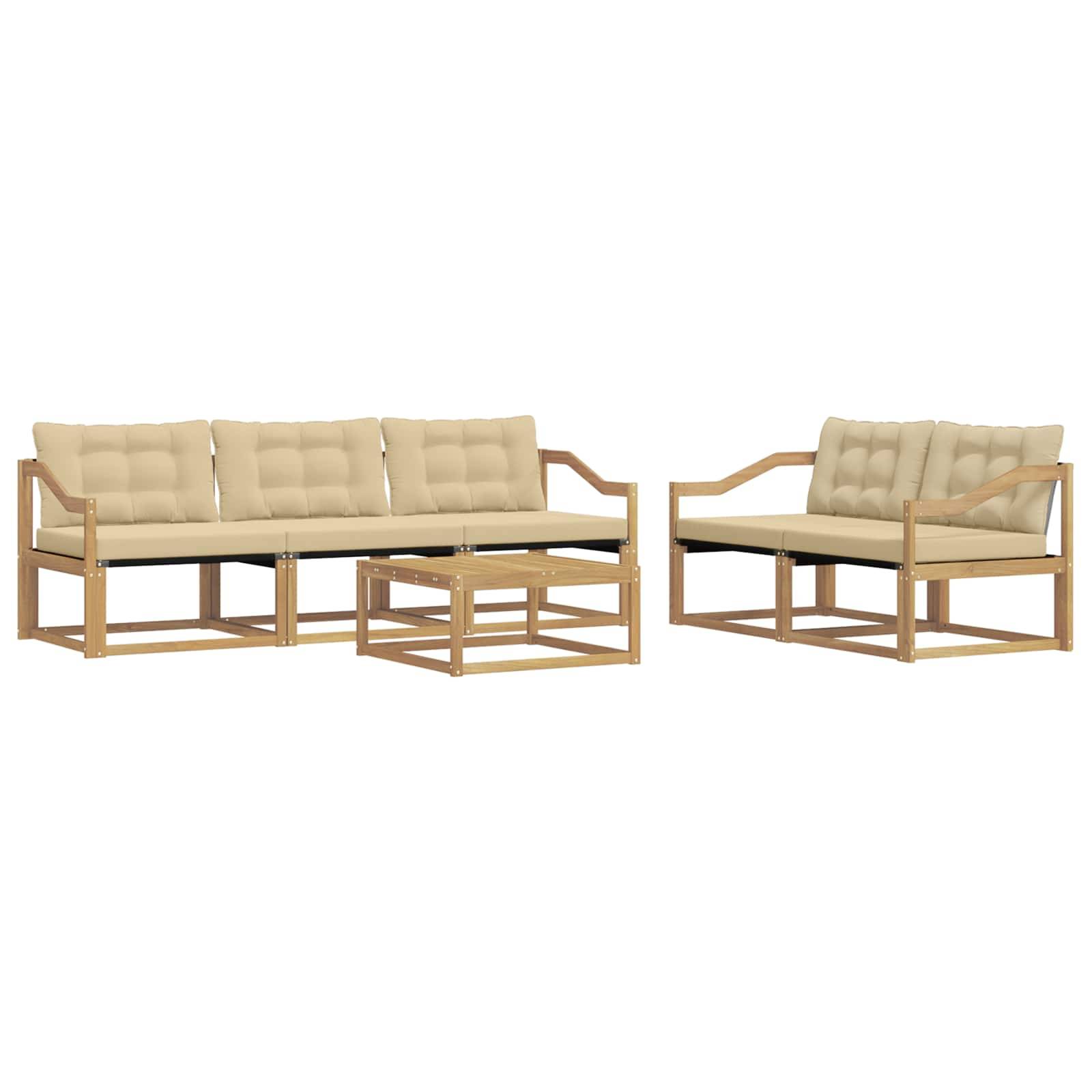 vidaXL Outdoor-Sofagarnitur 6 pcs Weiß und Beige 79 x 79 x 37 cm