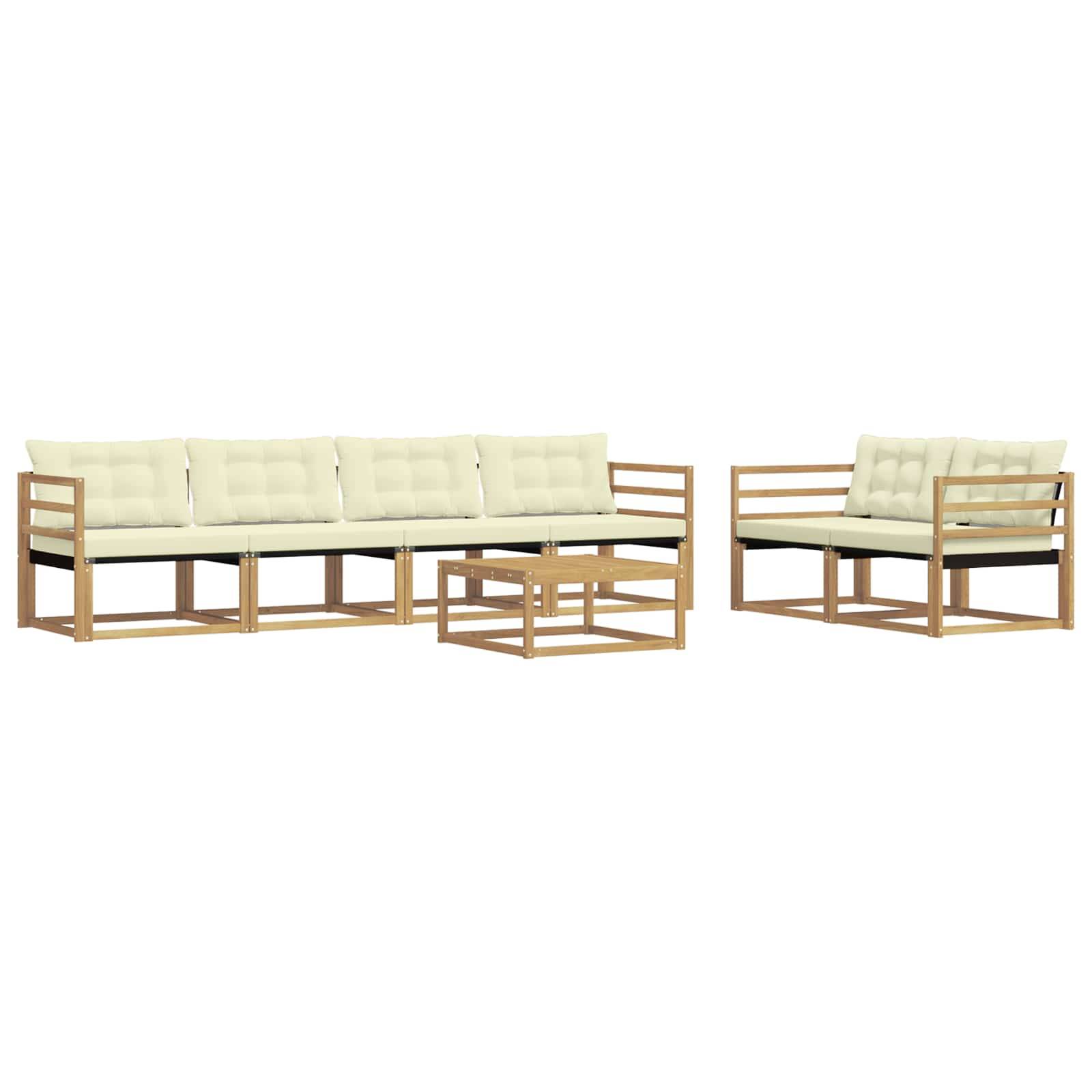 vidaXL Outdoor-Sofagarnitur 7 pcs Weiß und Creme 79 x 79 x 37 cm