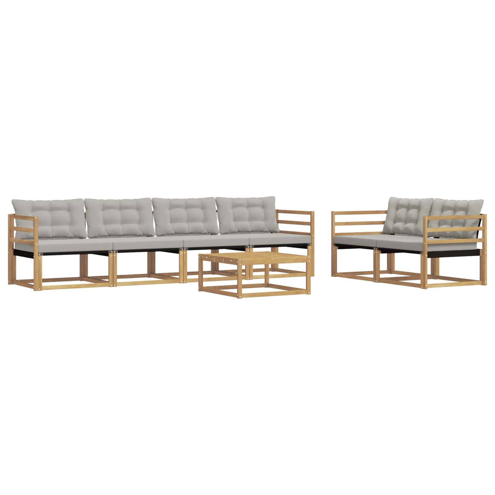 vidaXL Outdoor-Sofagarnitur 7 pcs Weiß und Hellgrau 79 x 79 x 37 cm
