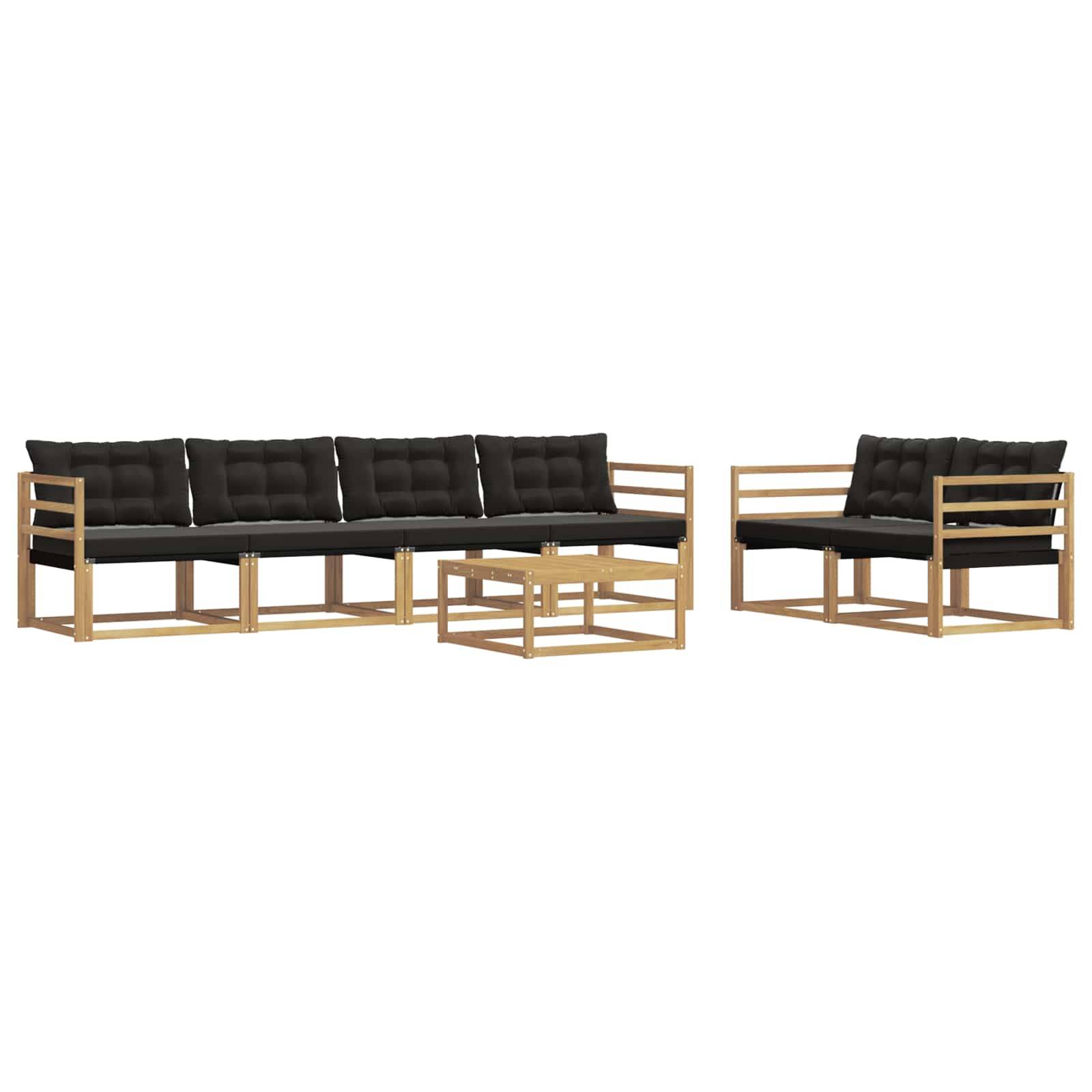 vidaXL Outdoor-Sofagarnitur 7 pcs Weiß und Schwarz 79 x 79 x 37 cm
