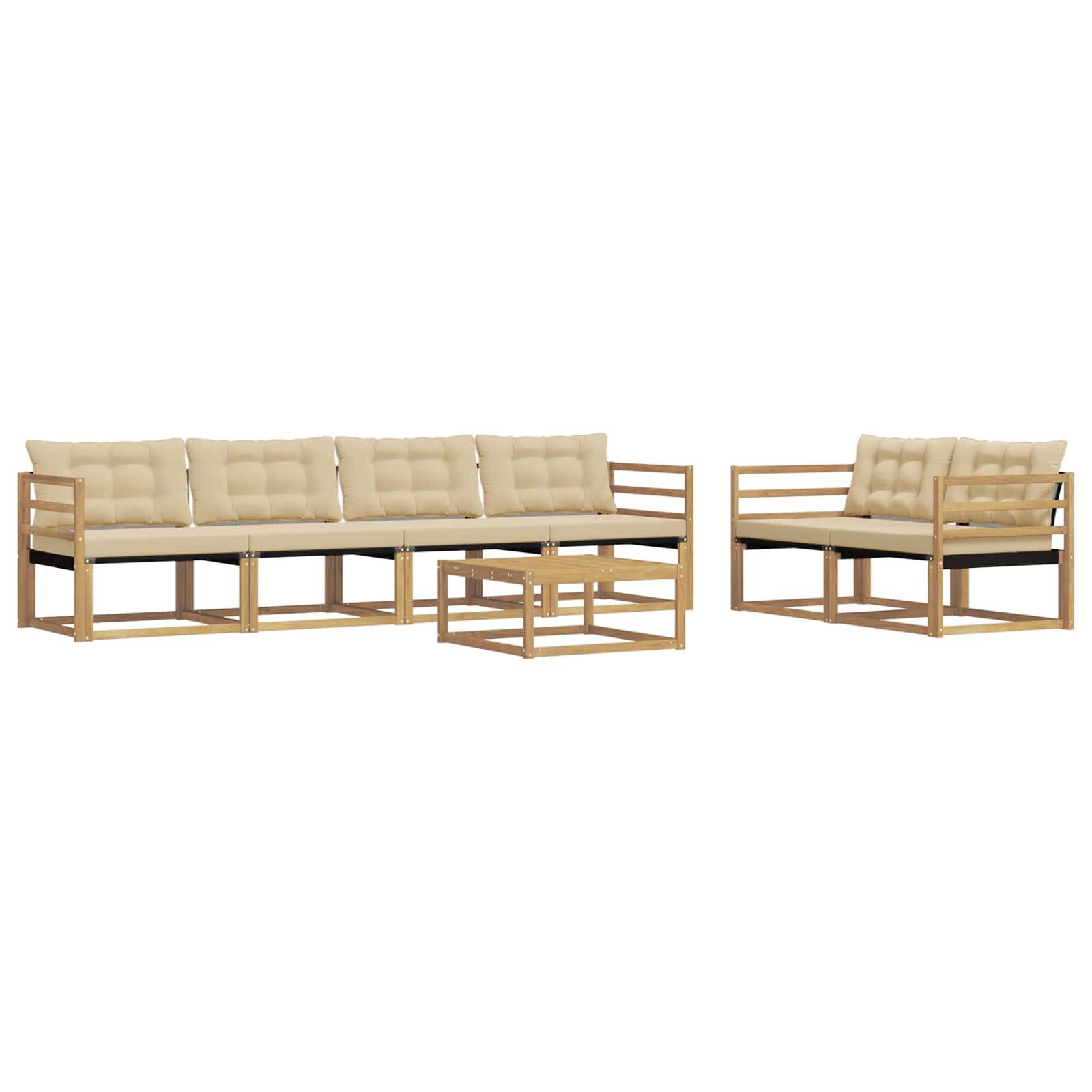 vidaXL Outdoor-Sofagarnitur 7 pcs Weiß und Beige 79 x 79 x 37 cm