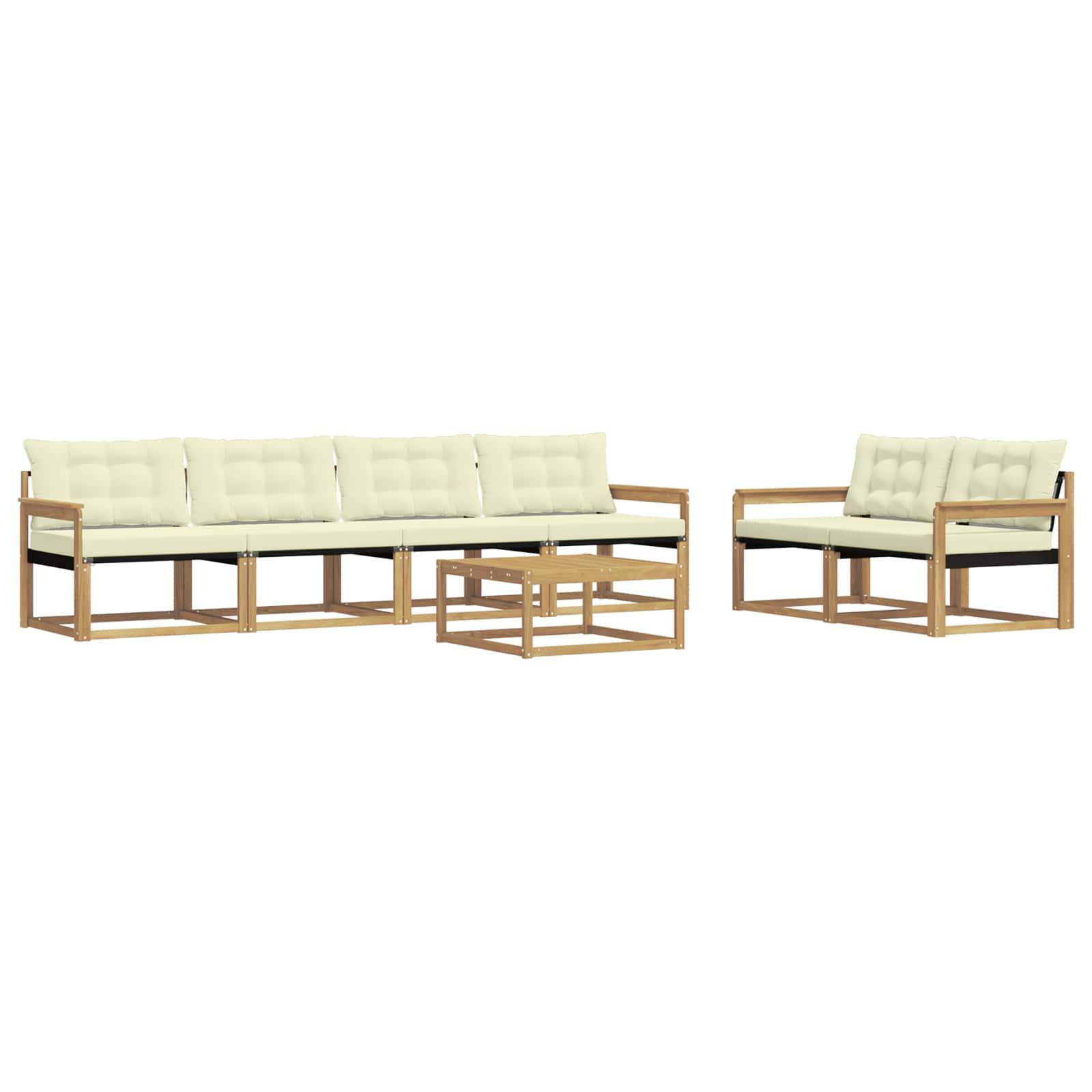 vidaXL Outdoor-Sofagarnitur 7 pcs Weiß und Creme 79 x 79 x 37 cm