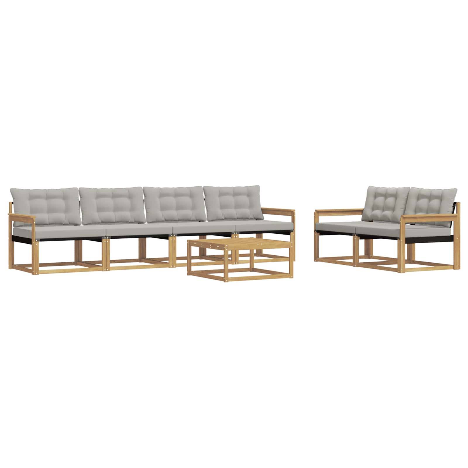vidaXL Outdoor-Sofagarnitur 7 pcs Weiß und Hellgrau 79 x 79 x 37 cm