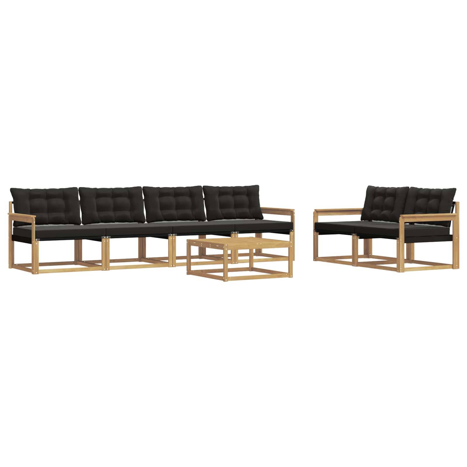 vidaXL Outdoor-Sofagarnitur 7 pcs Weiß und Schwarz 79 x 79 x 37 cm