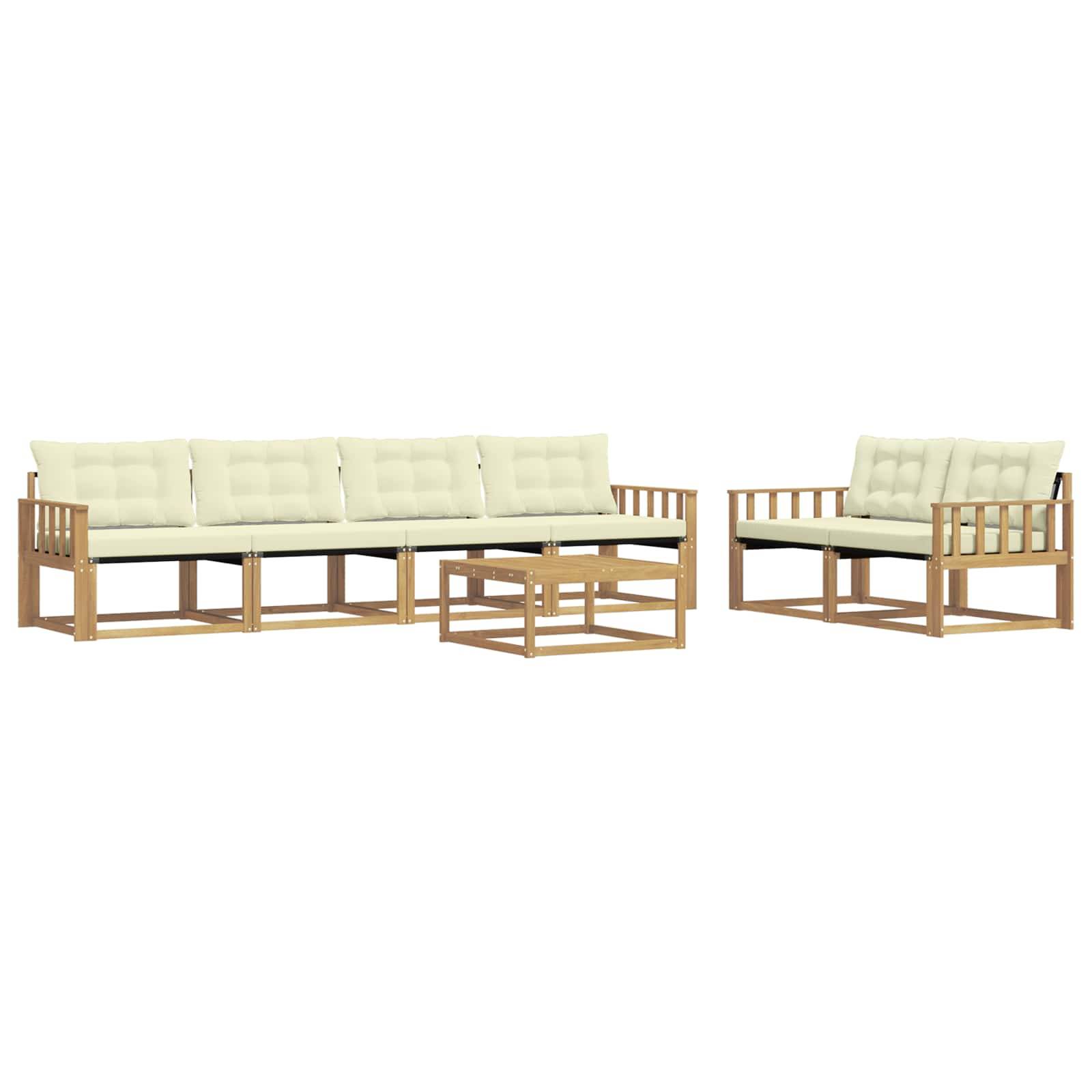 vidaXL Outdoor-Sofagarnitur 7 pcs Weiß und Creme 79 x 79 x 37 cm