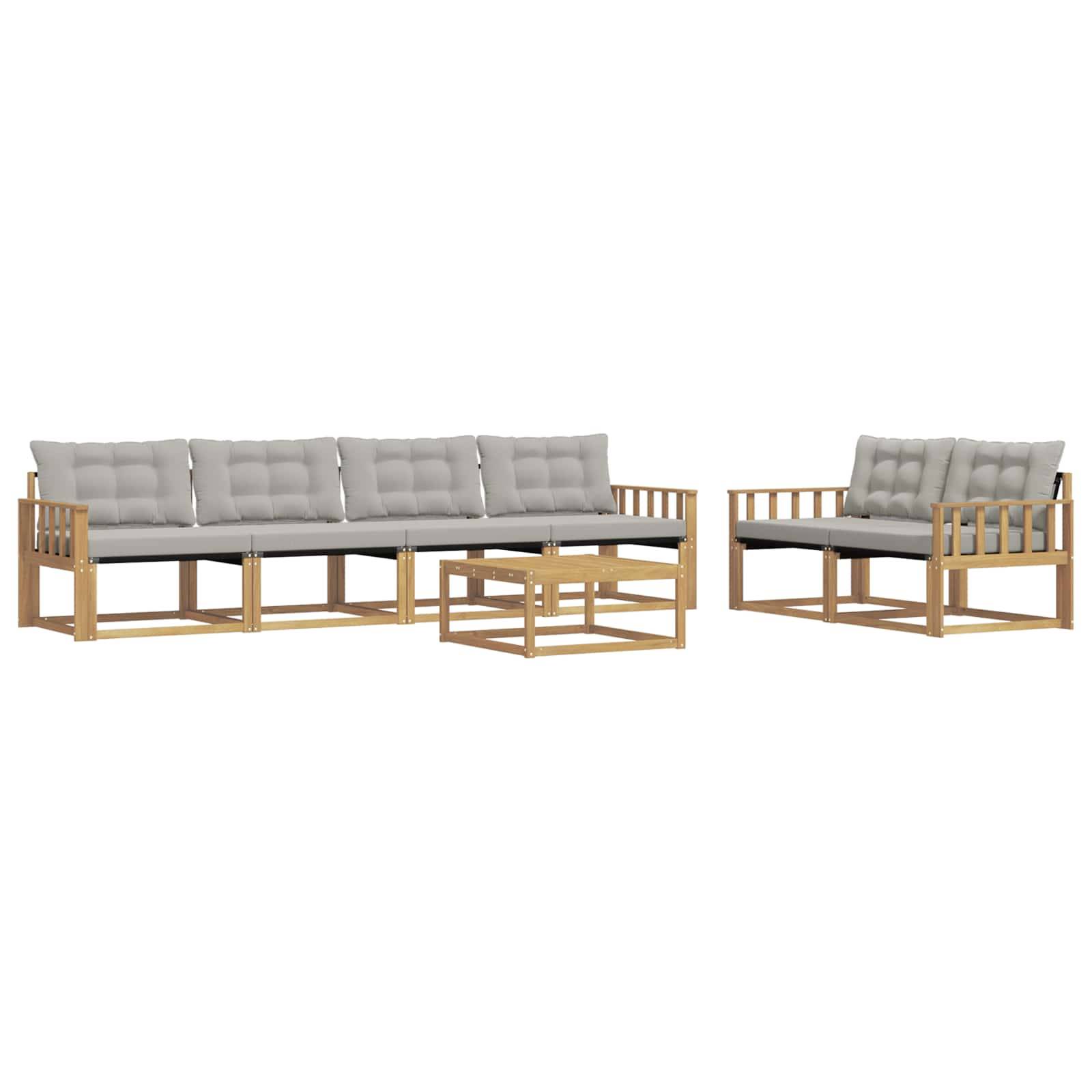 vidaXL Outdoor-Sofagarnitur 7 pcs Weiß und Hellgrau 79 x 79 x 37 cm