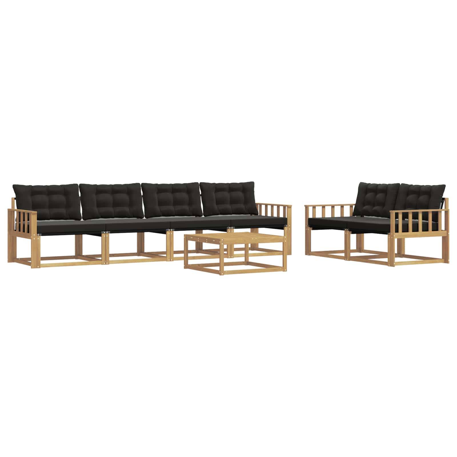 vidaXL Outdoor-Sofagarnitur 7 pcs Weiß und Schwarz 79 x 79 x 37 cm