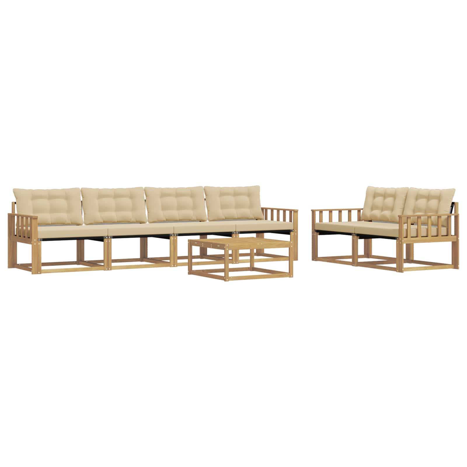 vidaXL Outdoor-Sofagarnitur 7 pcs Weiß und Beige 79 x 79 x 37 cm