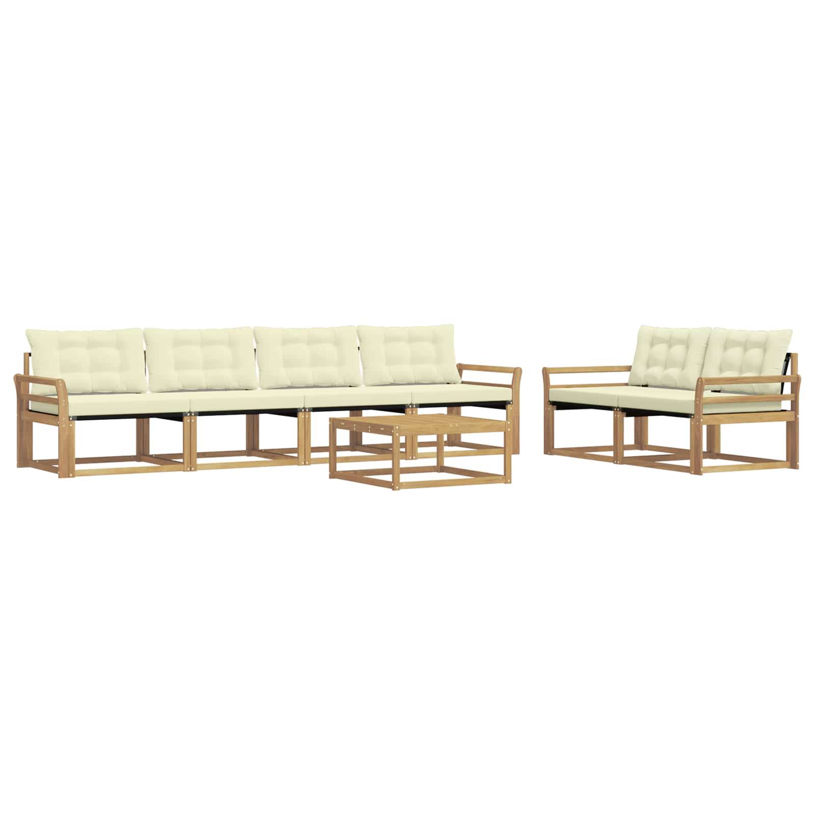 vidaXL Outdoor-Sofagarnitur 7 pcs Weiß und Creme 79 x 79 x 37 cm