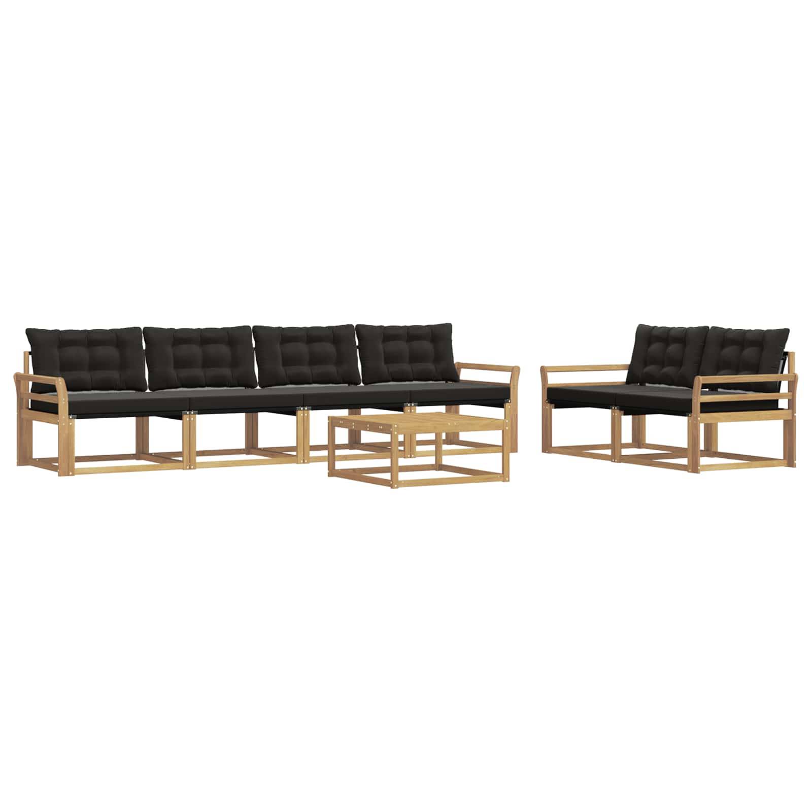vidaXL Outdoor-Sofagarnitur 7 pcs Weiß und Schwarz 79 x 79 x 37 cm