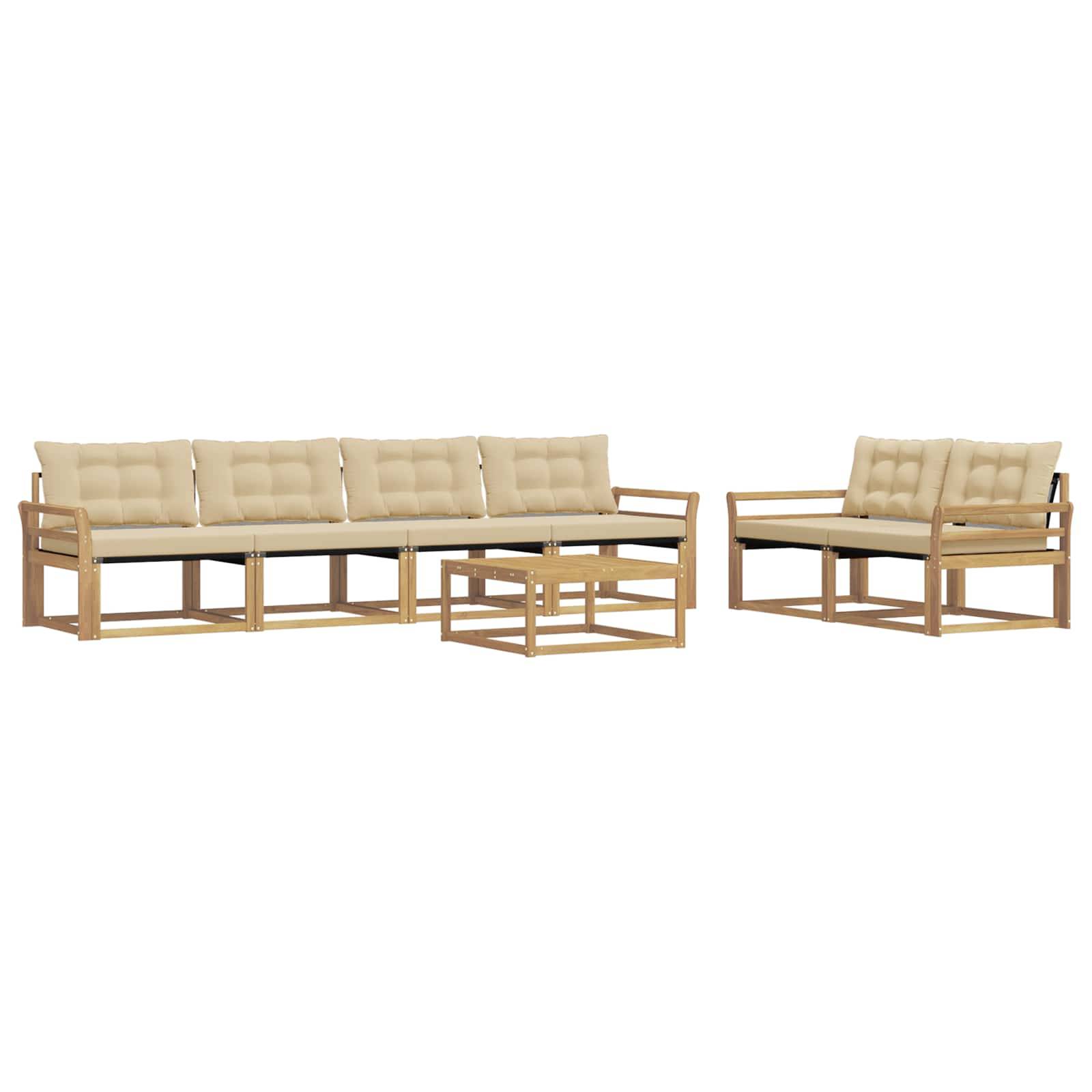 vidaXL Outdoor-Sofagarnitur 7 pcs Weiß und Beige 79 x 79 x 37 cm