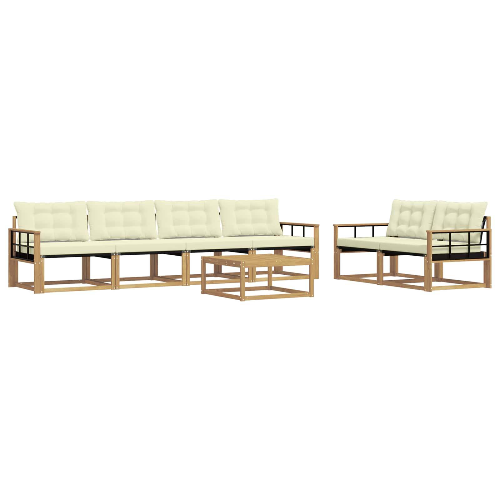 vidaXL Outdoor-Sofagarnitur 7 pcs Weiß und Creme 79 x 79 x 37 cm