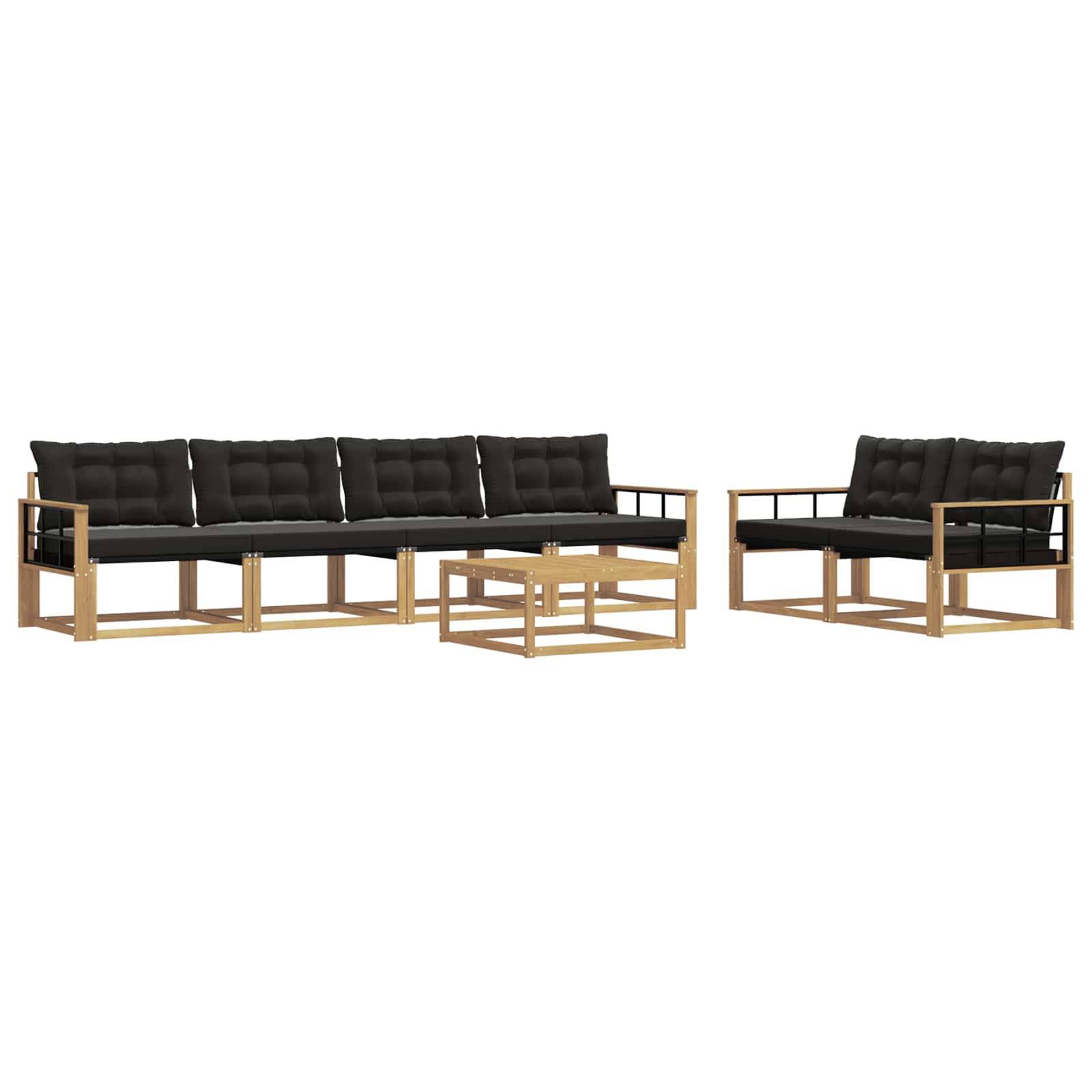 vidaXL Outdoor-Sofagarnitur 7 pcs Weiß und Schwarz 79 x 79 x 37 cm