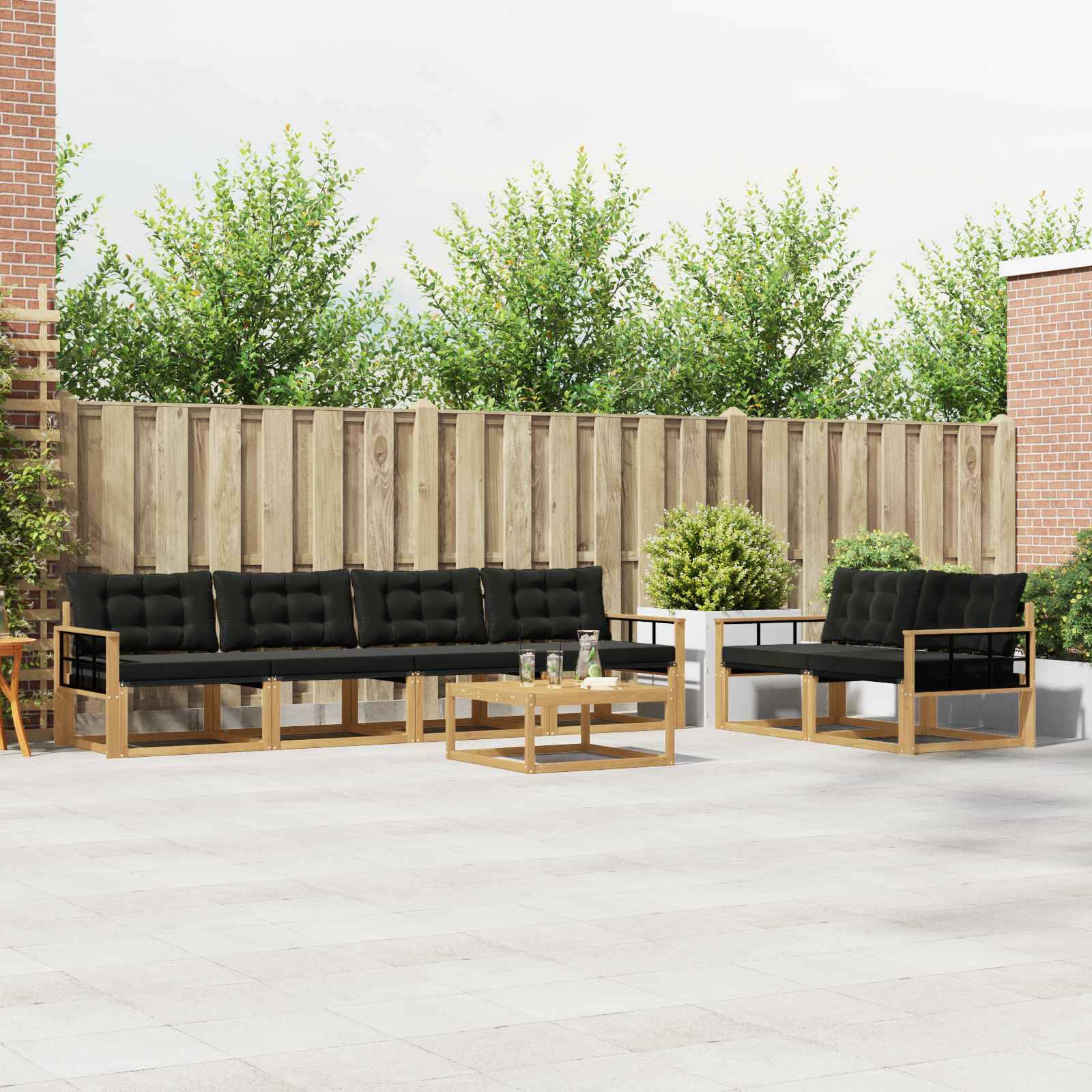 vidaXL Outdoor-Sofagarnitur 7 pcs Weiß und Schwarz 79 x 79 x 37 cm