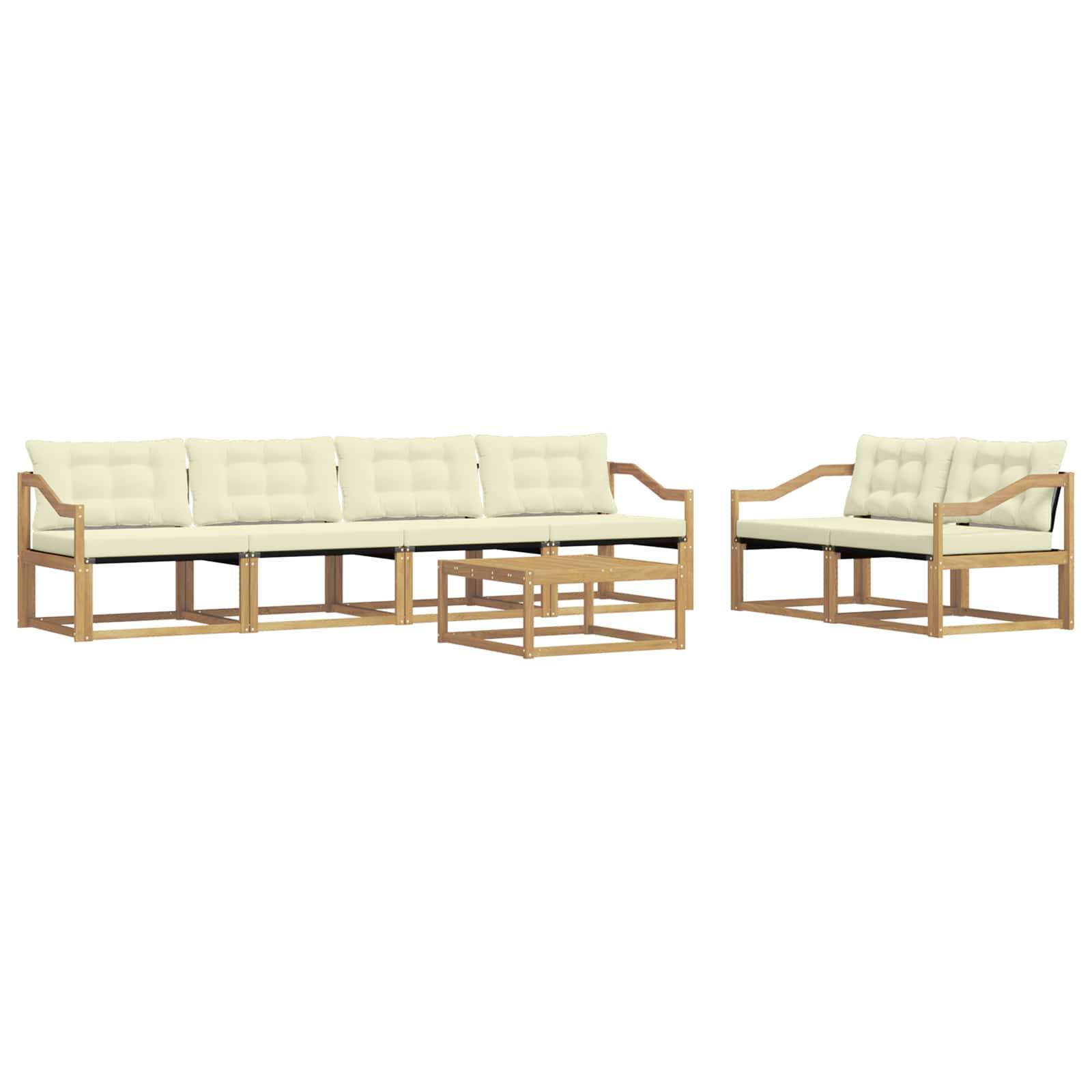 vidaXL Outdoor-Sofagarnitur 7 pcs Weiß und Creme 79 x 79 x 37 cm