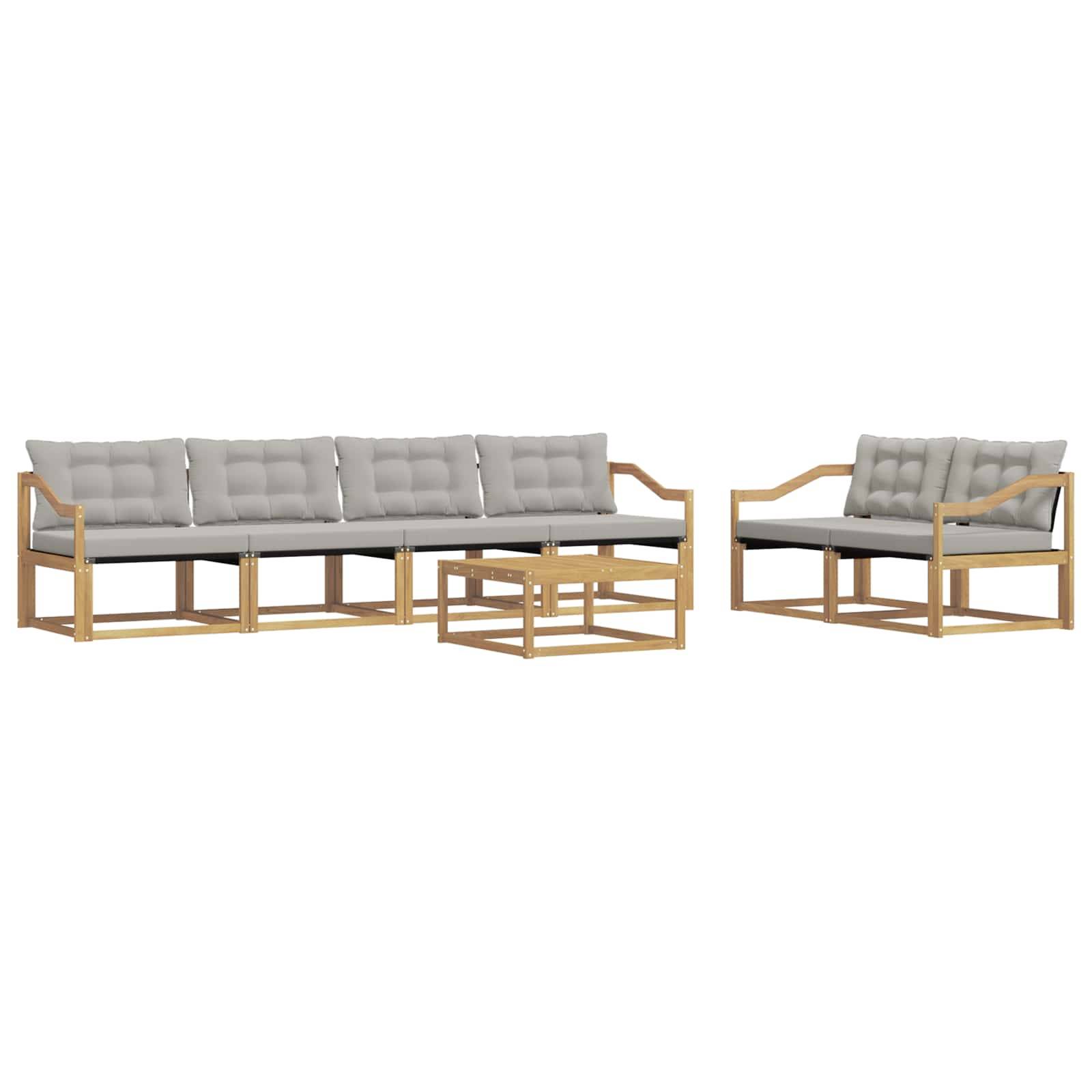 vidaXL Outdoor-Sofagarnitur 7 pcs Weiß und Hellgrau 79 x 79 x 37 cm