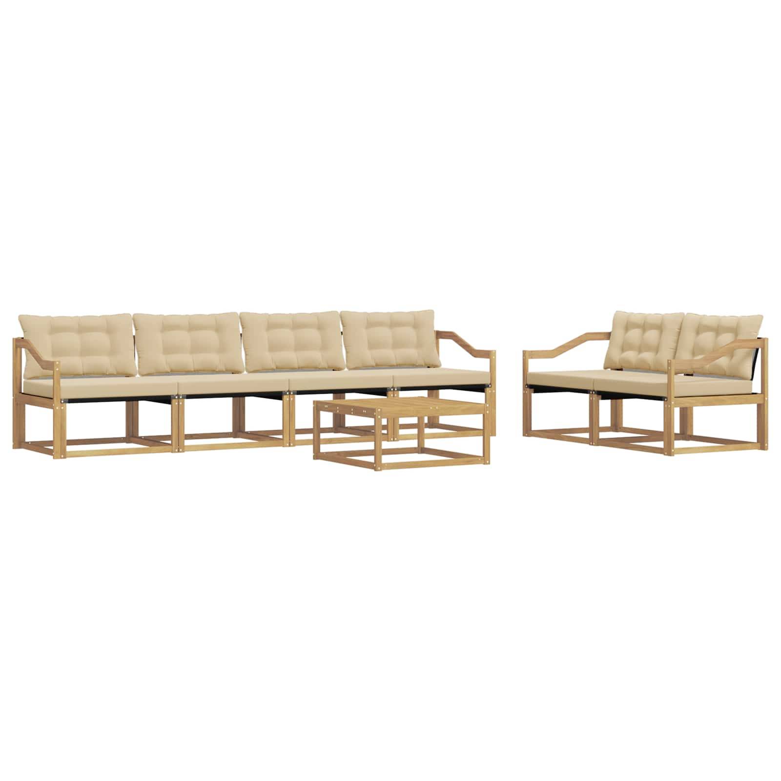 vidaXL Outdoor-Sofagarnitur 7 pcs Weiß und Beige 79 x 79 x 37 cm