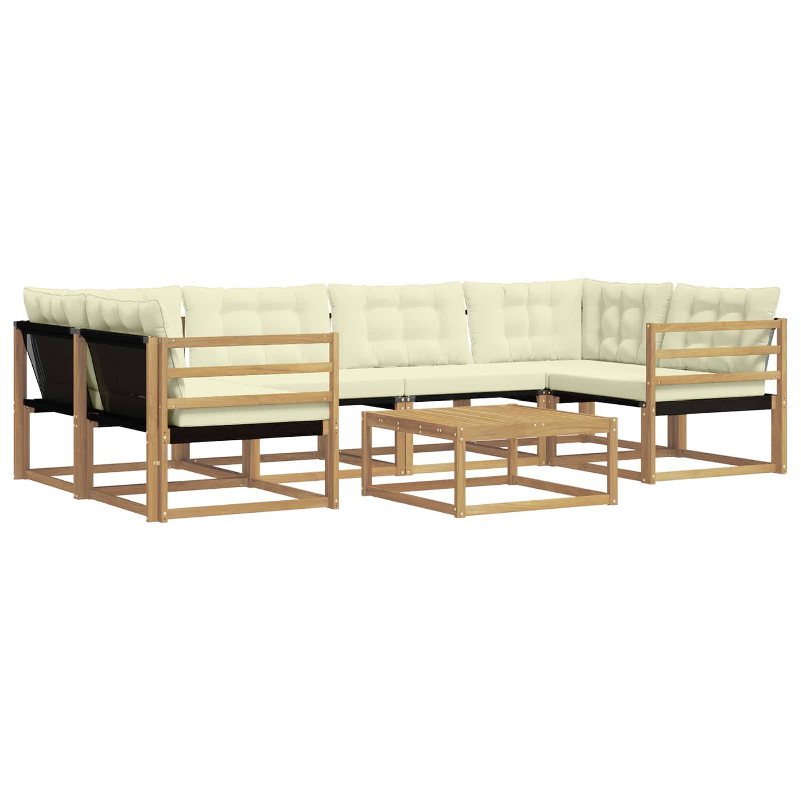 vidaXL Outdoor-Sofagarnitur 7 pcs Weiß und Creme 79 x 79 x 37 cm