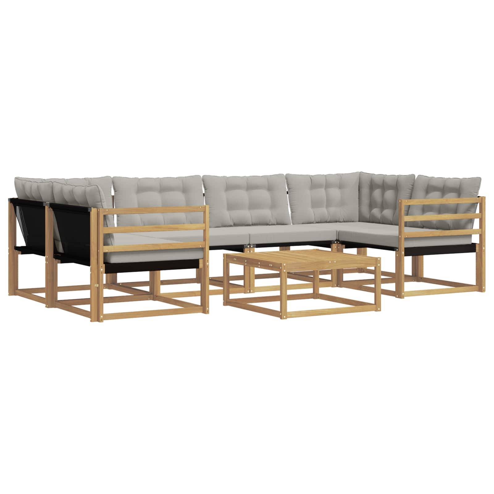 vidaXL Outdoor-Sofagarnitur 7 pcs Weiß und Hellgrau 79 x 79 x 37 cm