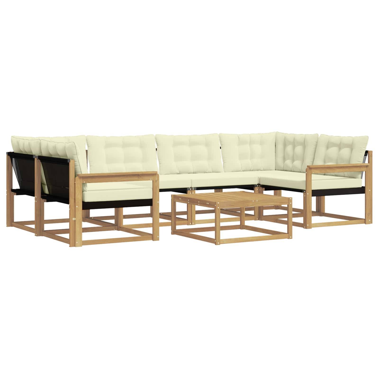 vidaXL Outdoor-Sofagarnitur 7 pcs Weiß und Creme 79 x 79 x 37 cm