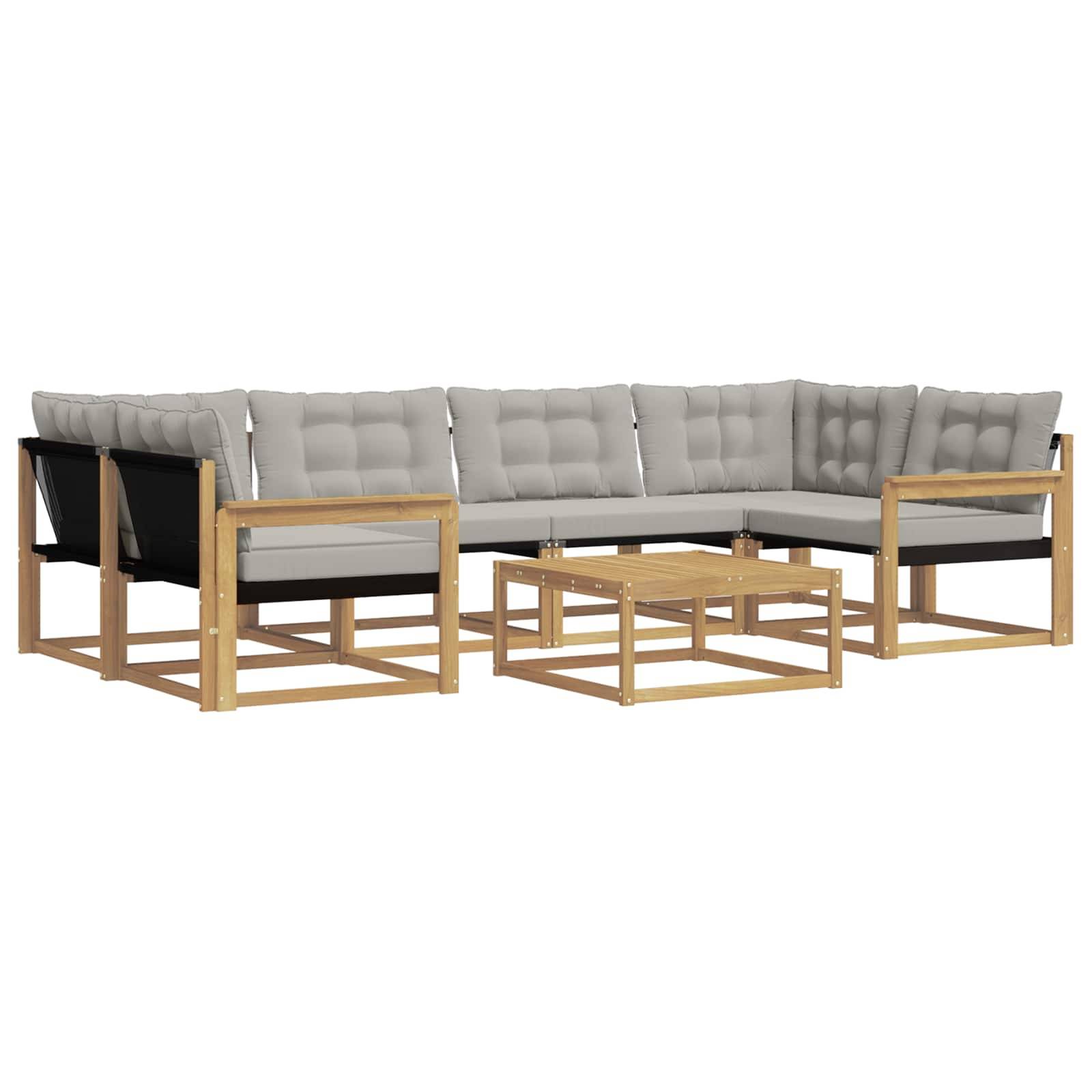 vidaXL Outdoor-Sofagarnitur 7 pcs Weiß und Hellgrau 79 x 79 x 37 cm