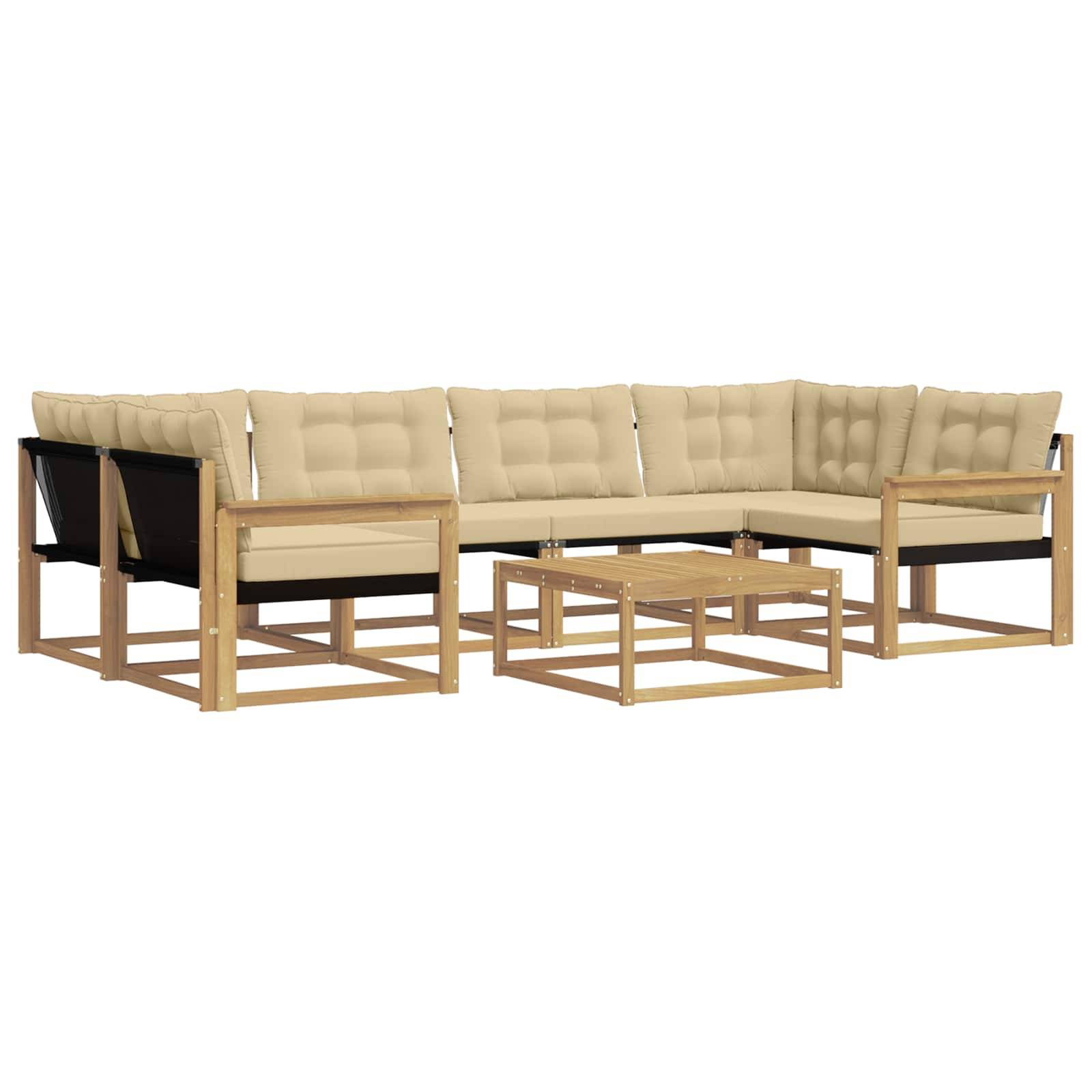 vidaXL Outdoor-Sofagarnitur 7 pcs Weiß und Beige 79 x 79 x 37 cm