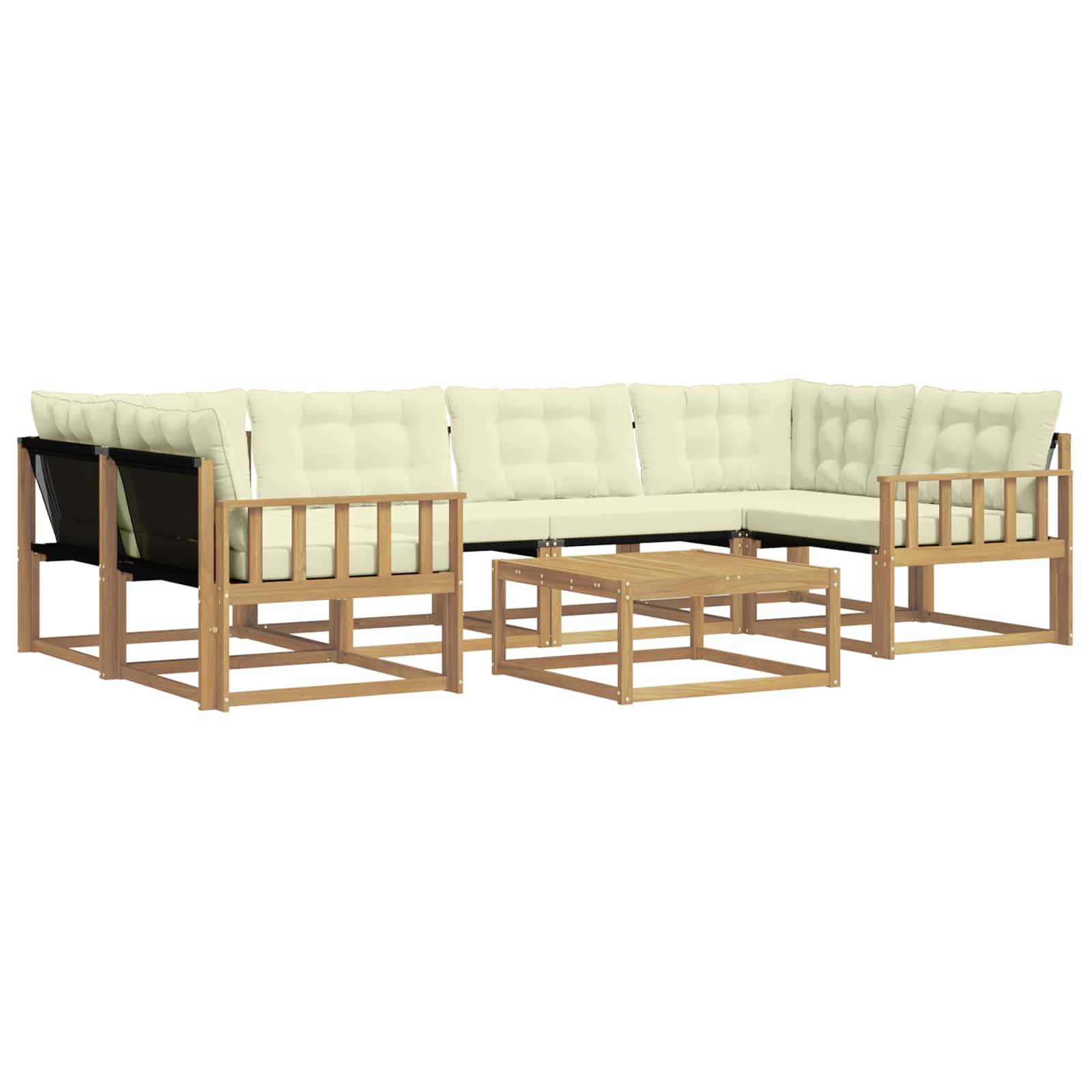 vidaXL Outdoor-Sofagarnitur 7 pcs Weiß und Creme 79 x 79 x 37 cm