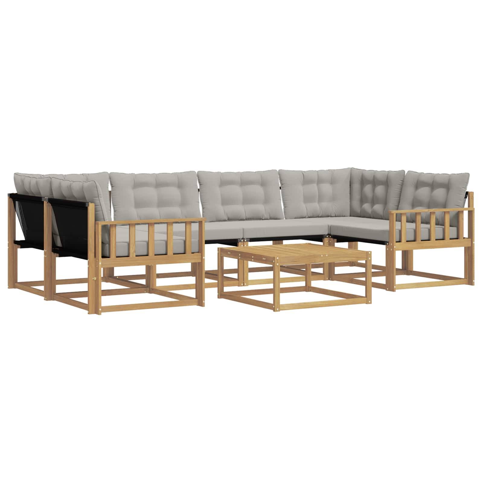vidaXL Outdoor-Sofagarnitur 7 pcs Weiß und Hellgrau 79 x 79 x 37 cm