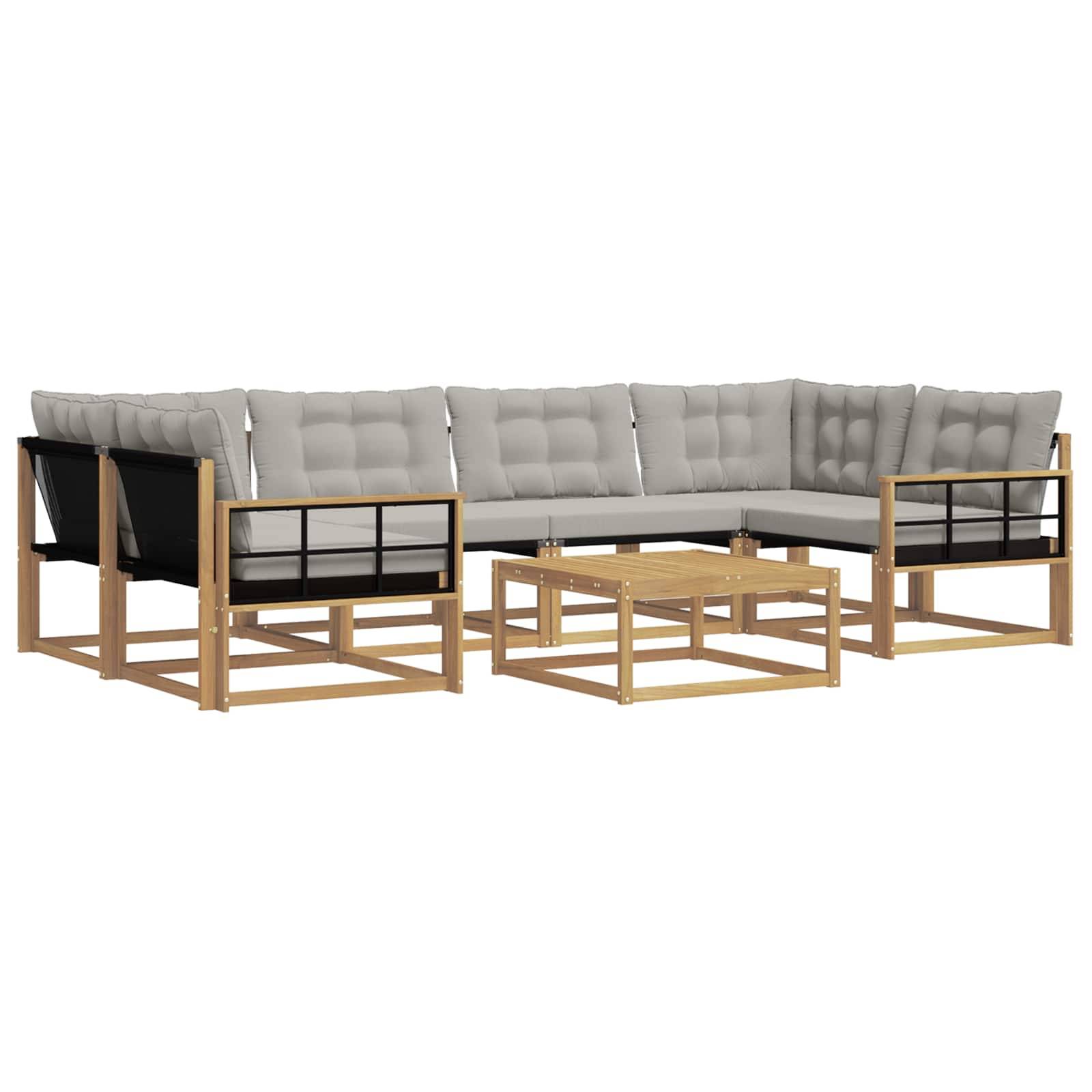 vidaXL Outdoor-Sofagarnitur 7 pcs Weiß und Hellgrau 79 x 79 x 37 cm