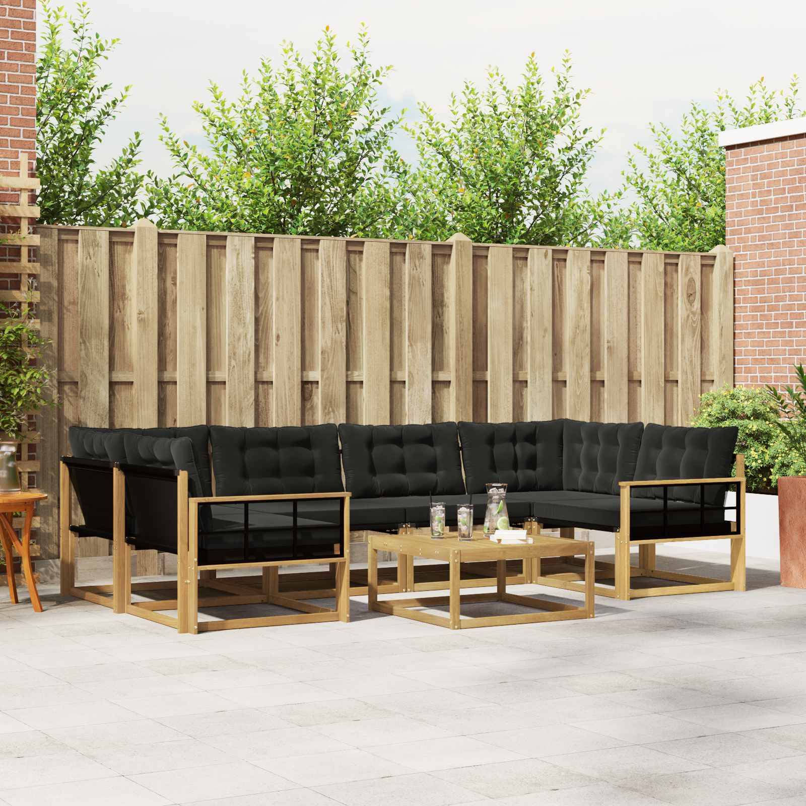 vidaXL Outdoor-Sofagarnitur 7 pcs Weiß und Schwarz 79 x 79 x 37 cm