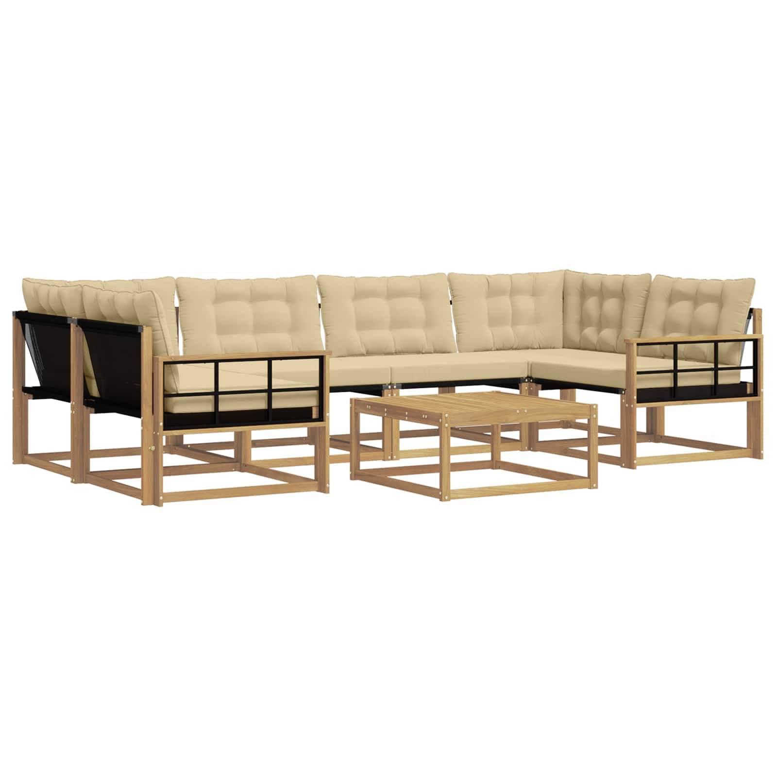 vidaXL Outdoor-Sofagarnitur 7 pcs Weiß und Beige 79 x 79 x 37 cm
