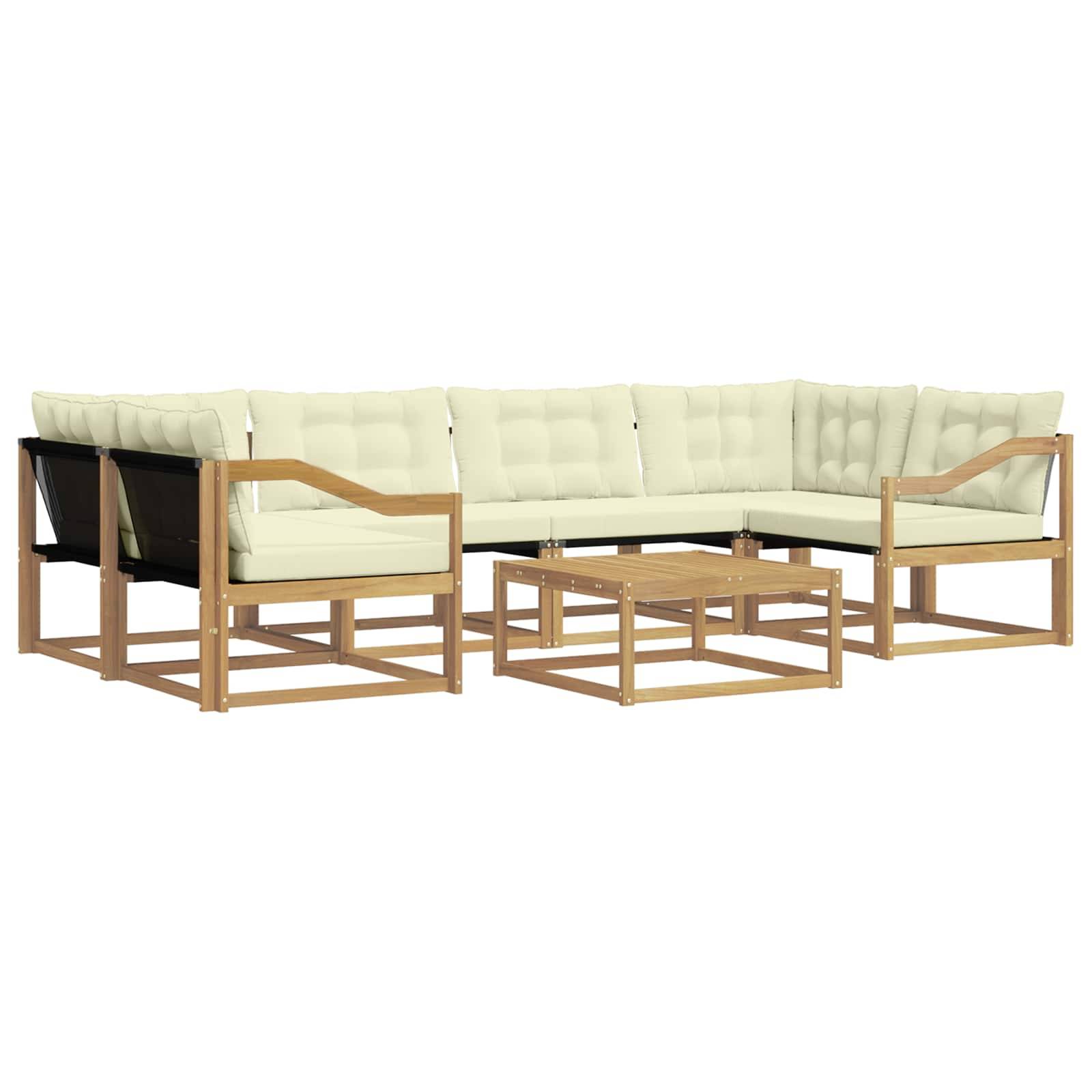 vidaXL Outdoor-Sofagarnitur 7 pcs Weiß und Creme 79 x 79 x 37 cm