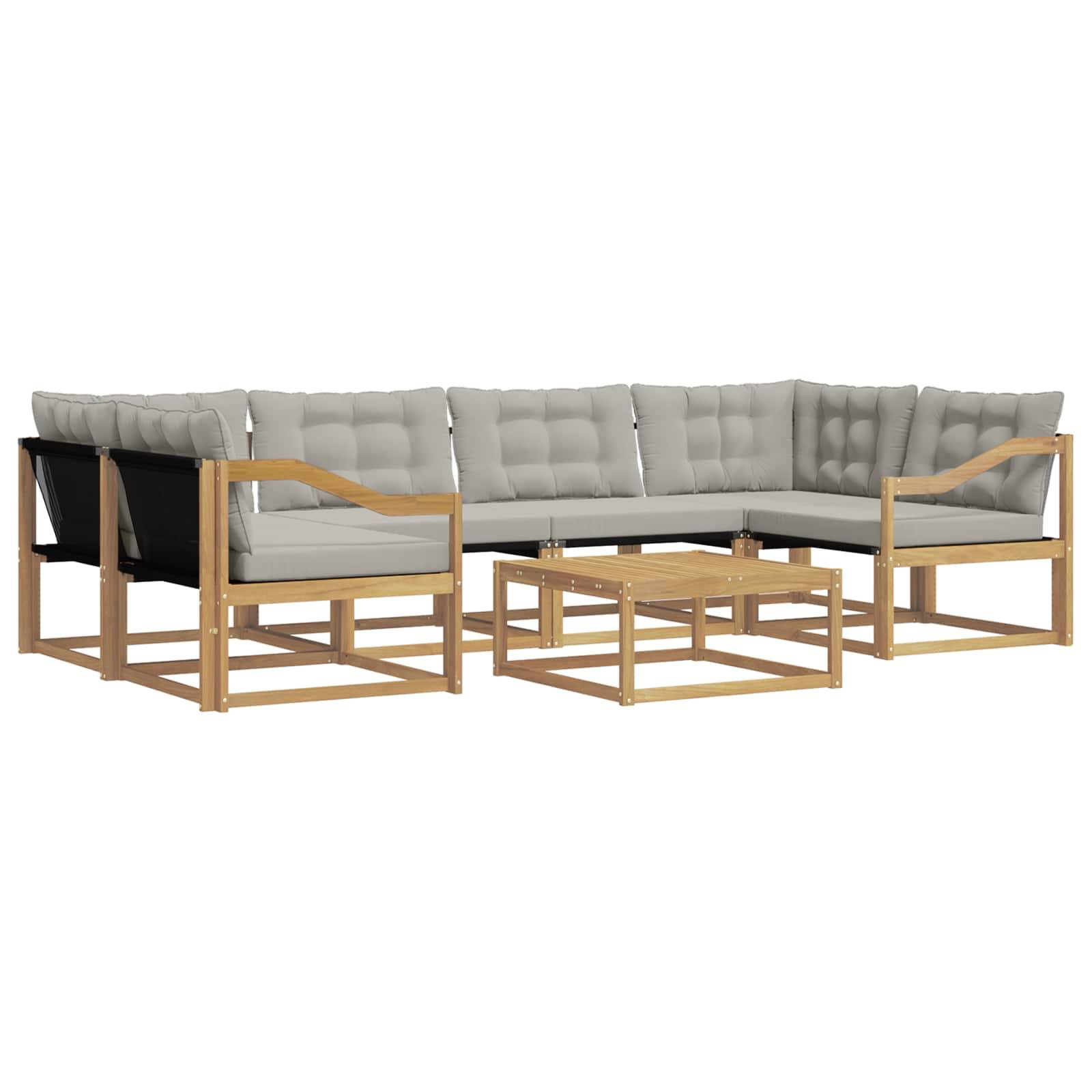 vidaXL Outdoor-Sofagarnitur 7 pcs Weiß und Hellgrau 79 x 79 x 37 cm